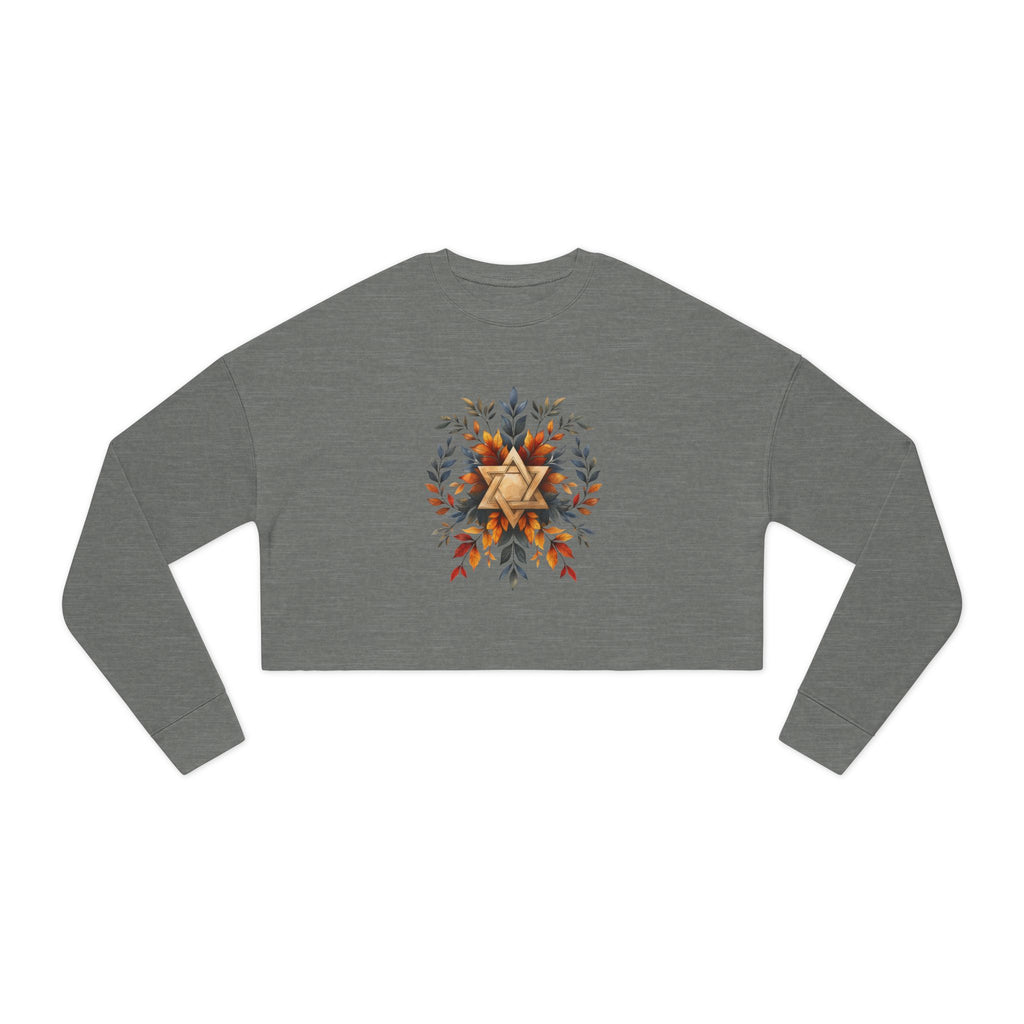 Star of David Wreath Transparent Women's Cropped Sweatshirt - American Zionist