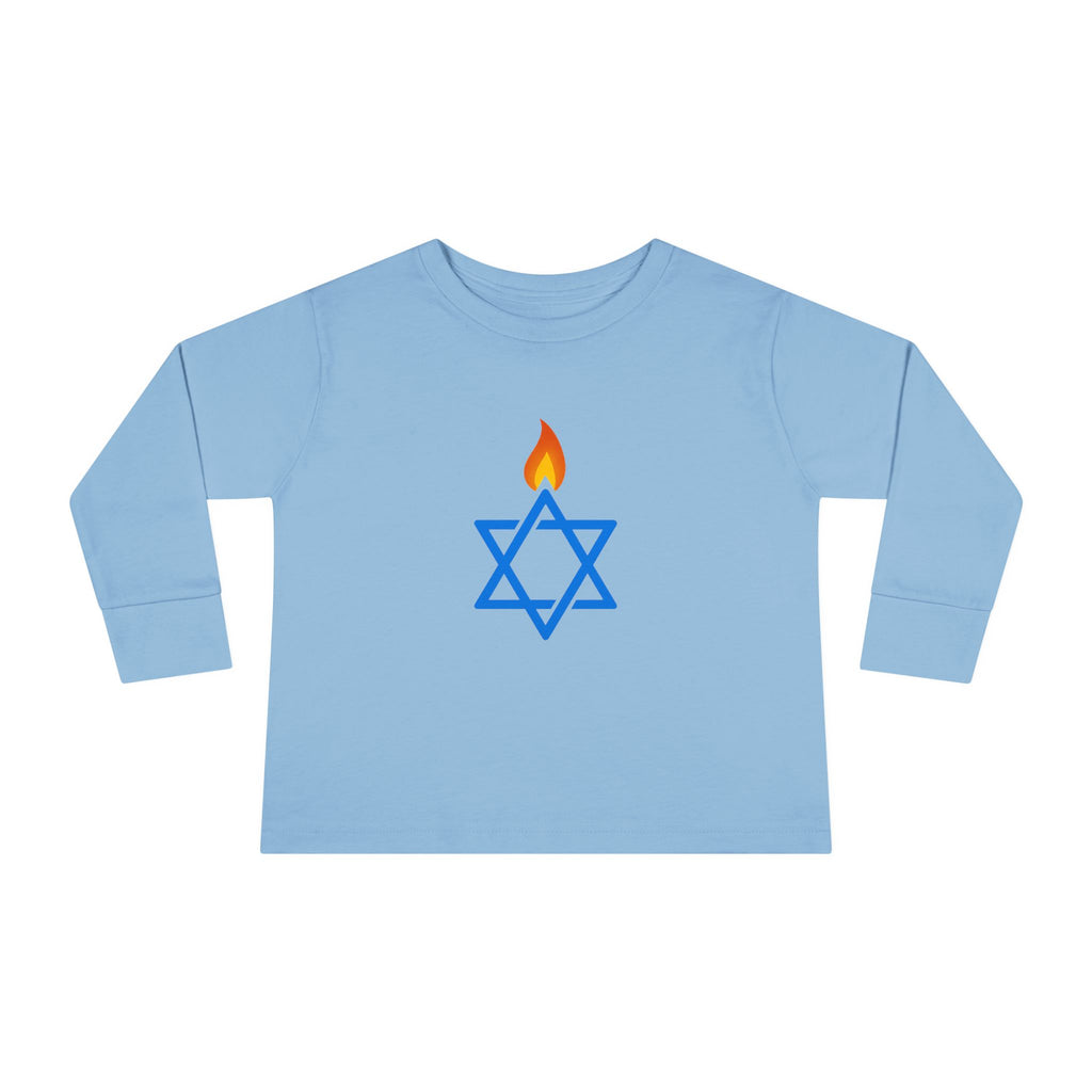 Fire Stars Of David Toddler Long Sleeve Tee - American Zionist