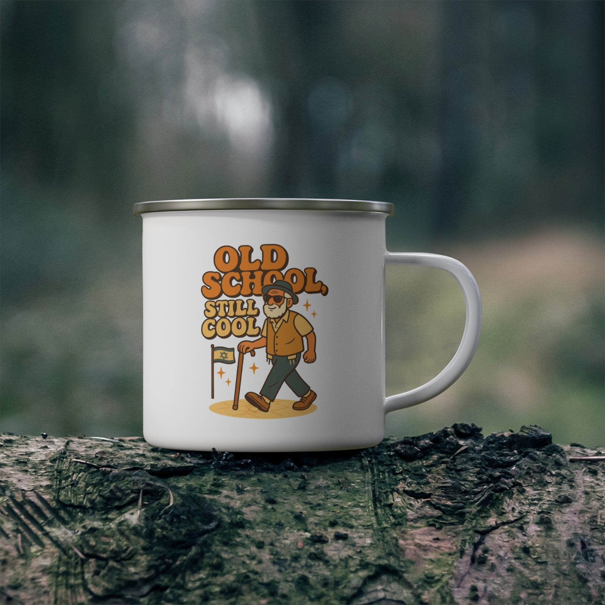 Old School Grandpa Enamel Camping Mug - American Zionist