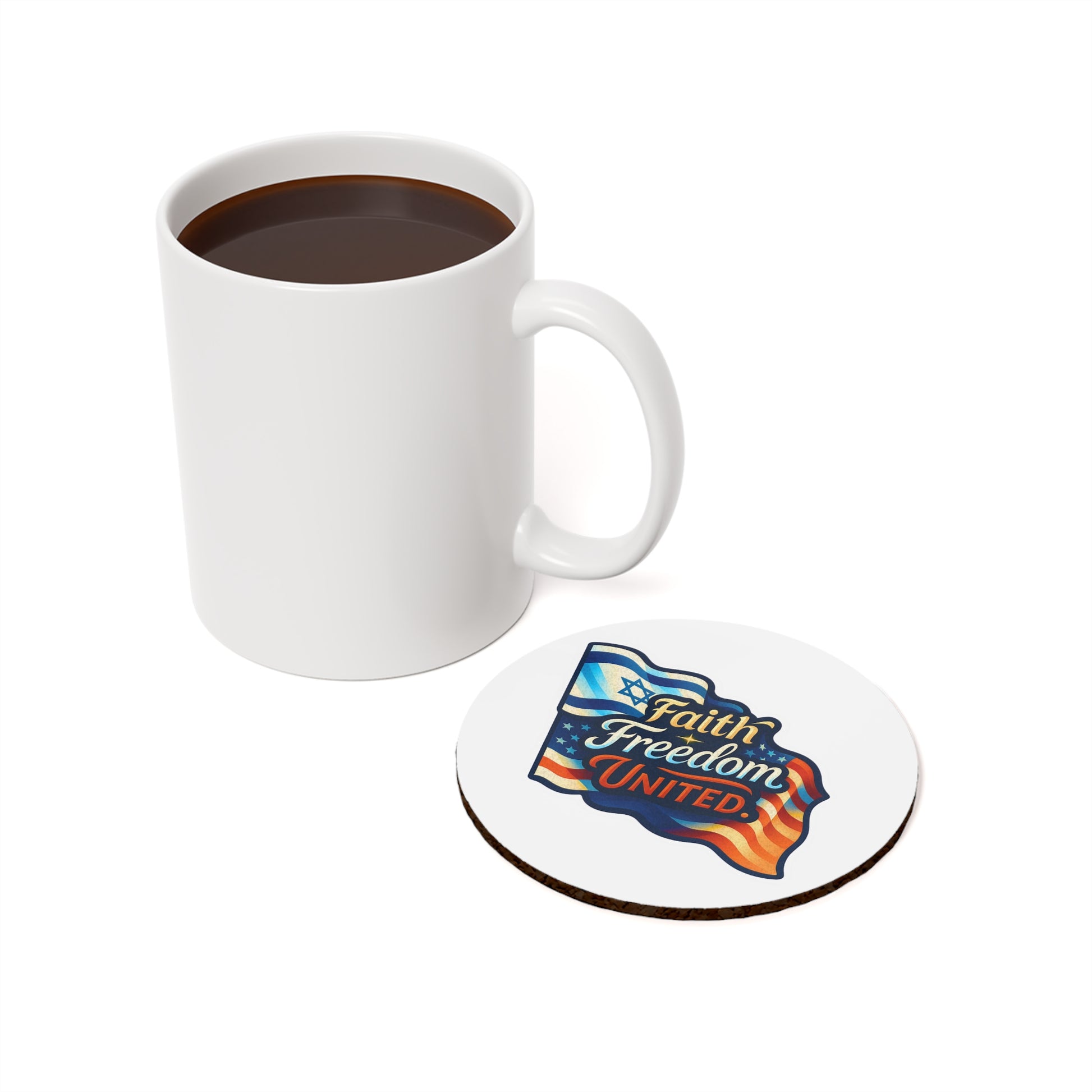 Faith Freedom United Cork Back Coaster - American Zionist