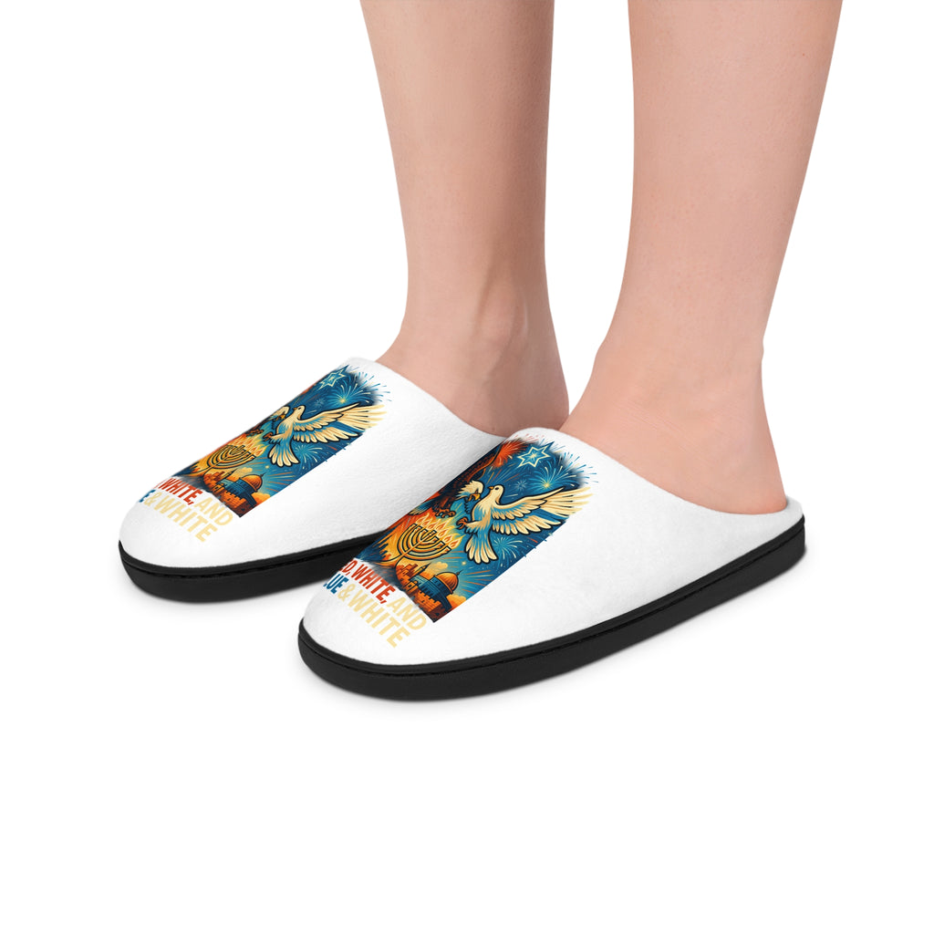 Red White and Blue Men's Indoor Slippers - American Zionist