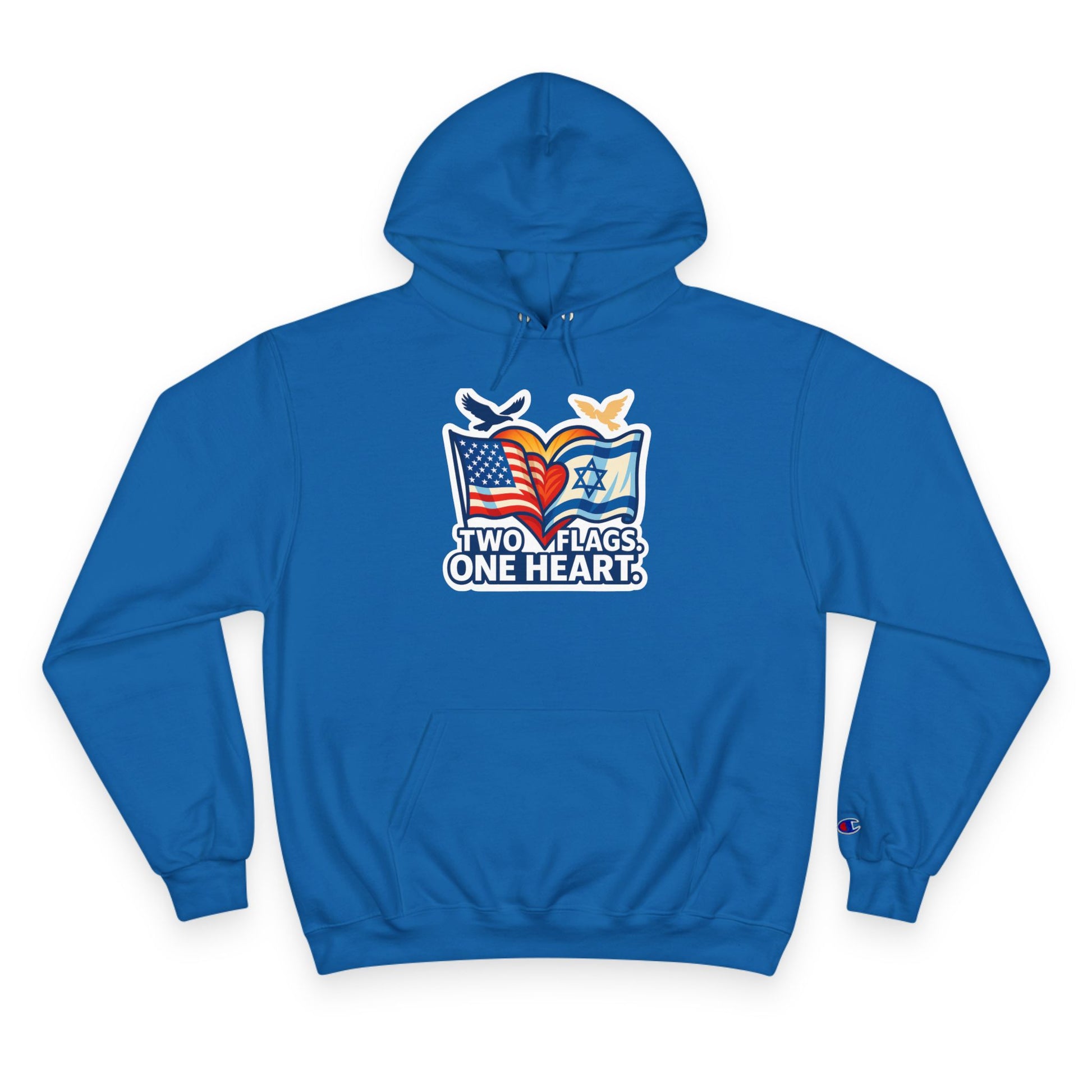 Two Flags. One Heart Champion Hoodie - American Zionist