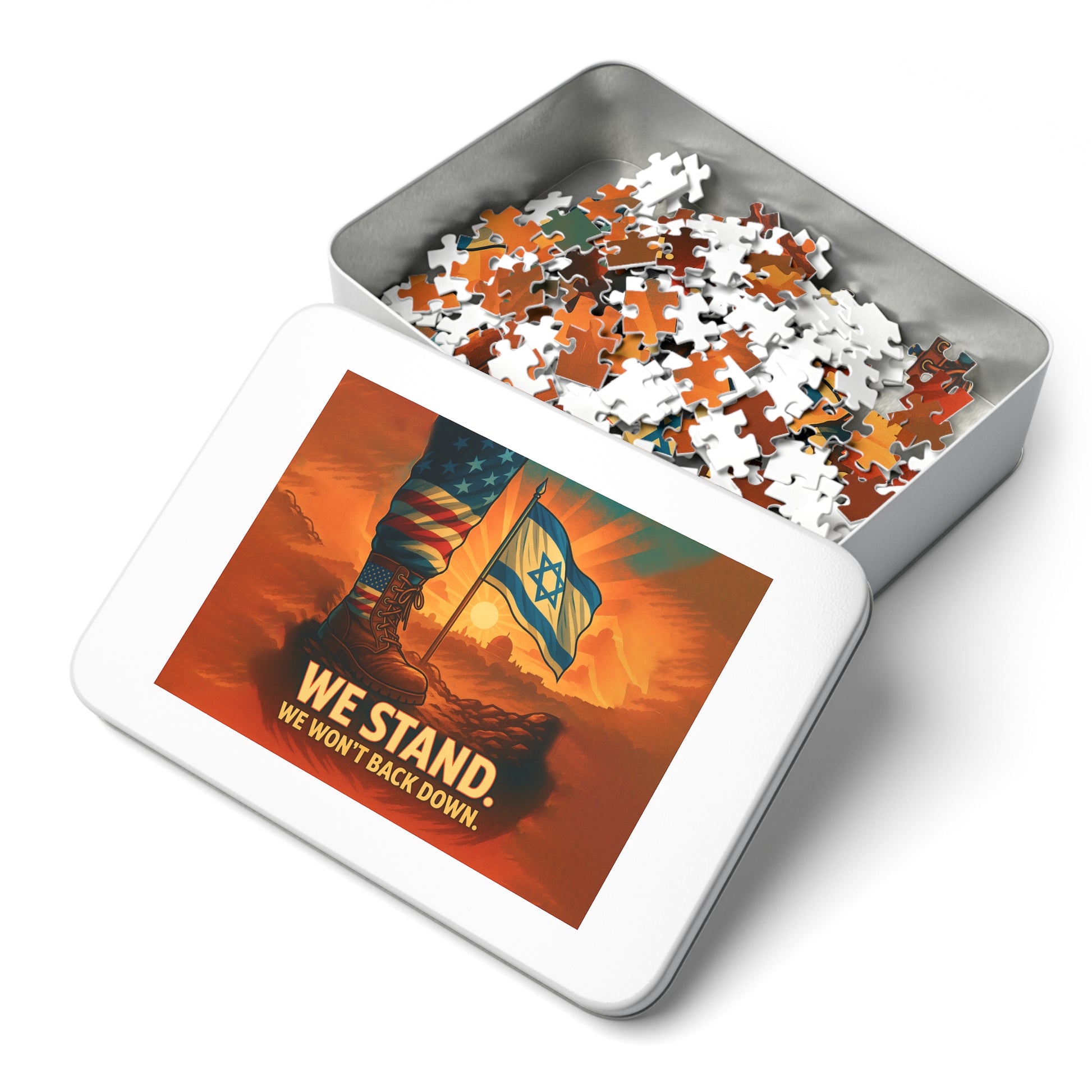 We Stand Jigsaw Puzzle with Tin - American Zionist