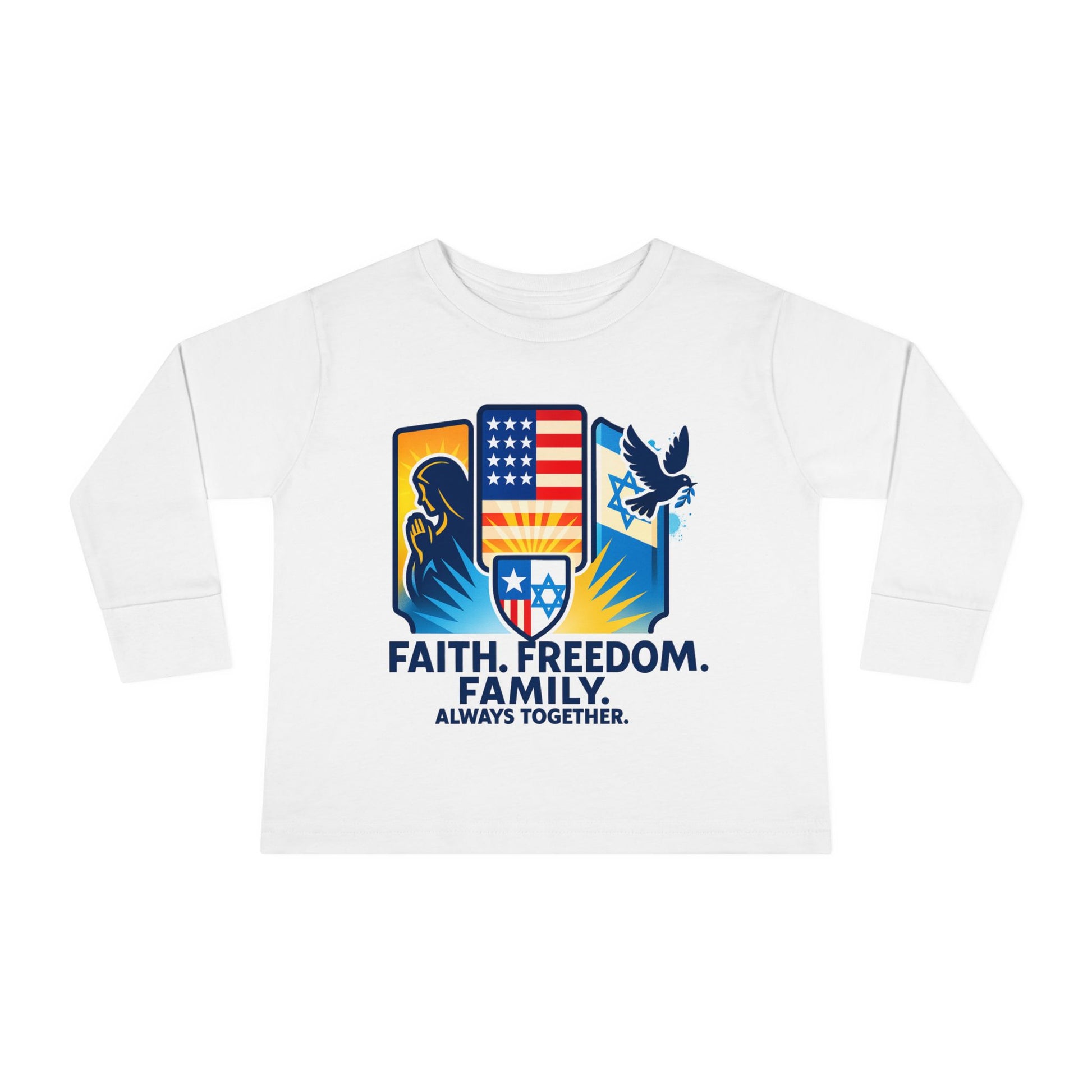 Faith Freedom Family Toddler Long Sleeve Tee - American Zionist