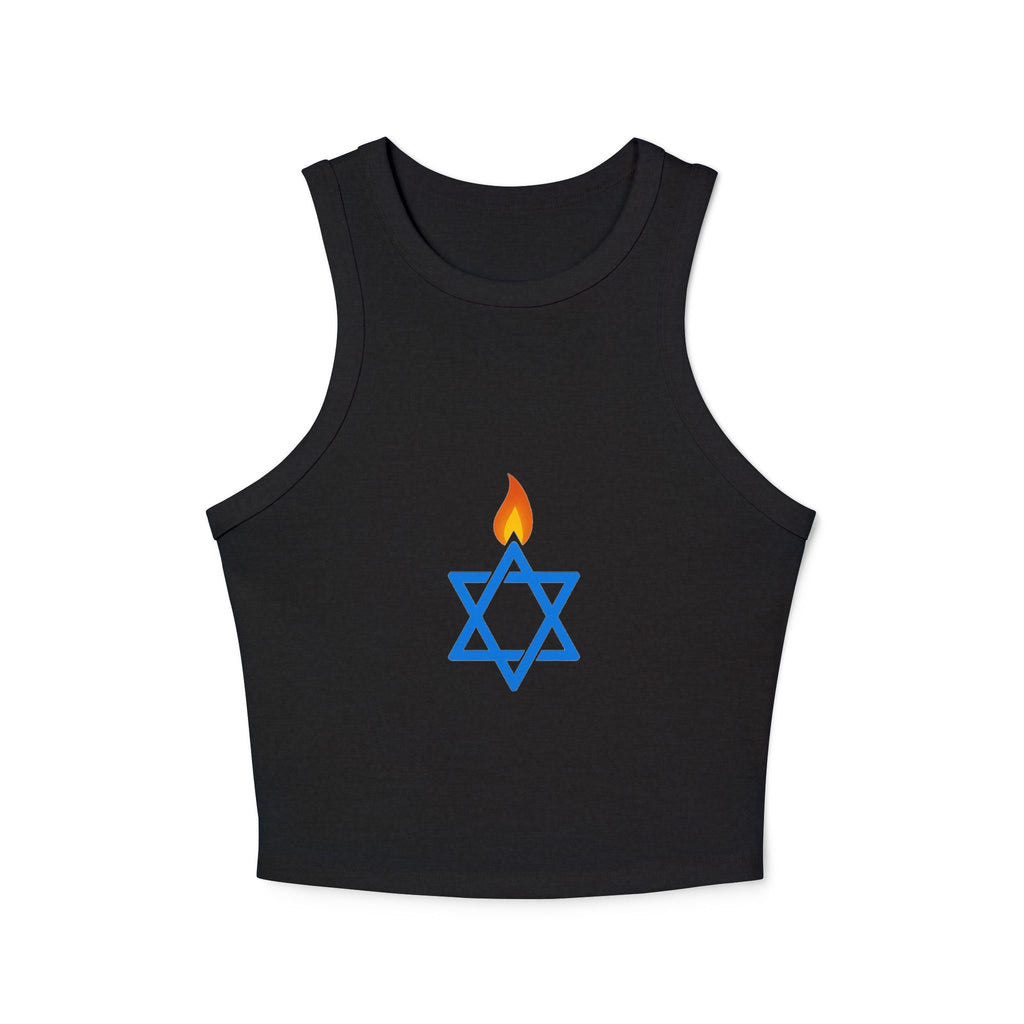 Fire Stars Of David Women's Micro Rib Racer Tank Top - American Zionist