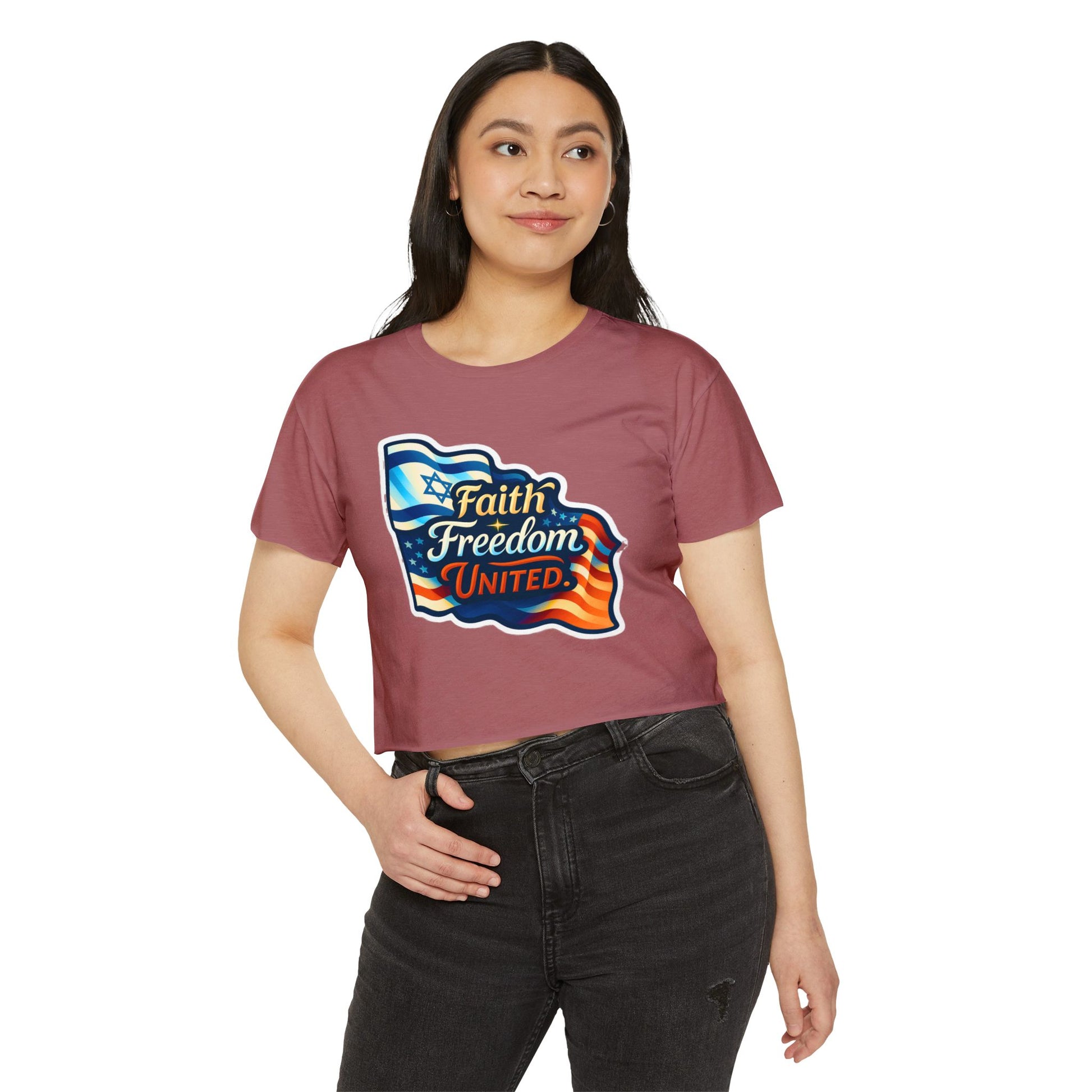 Faith Freedom United Women's Festival Crop Top - American Zionist