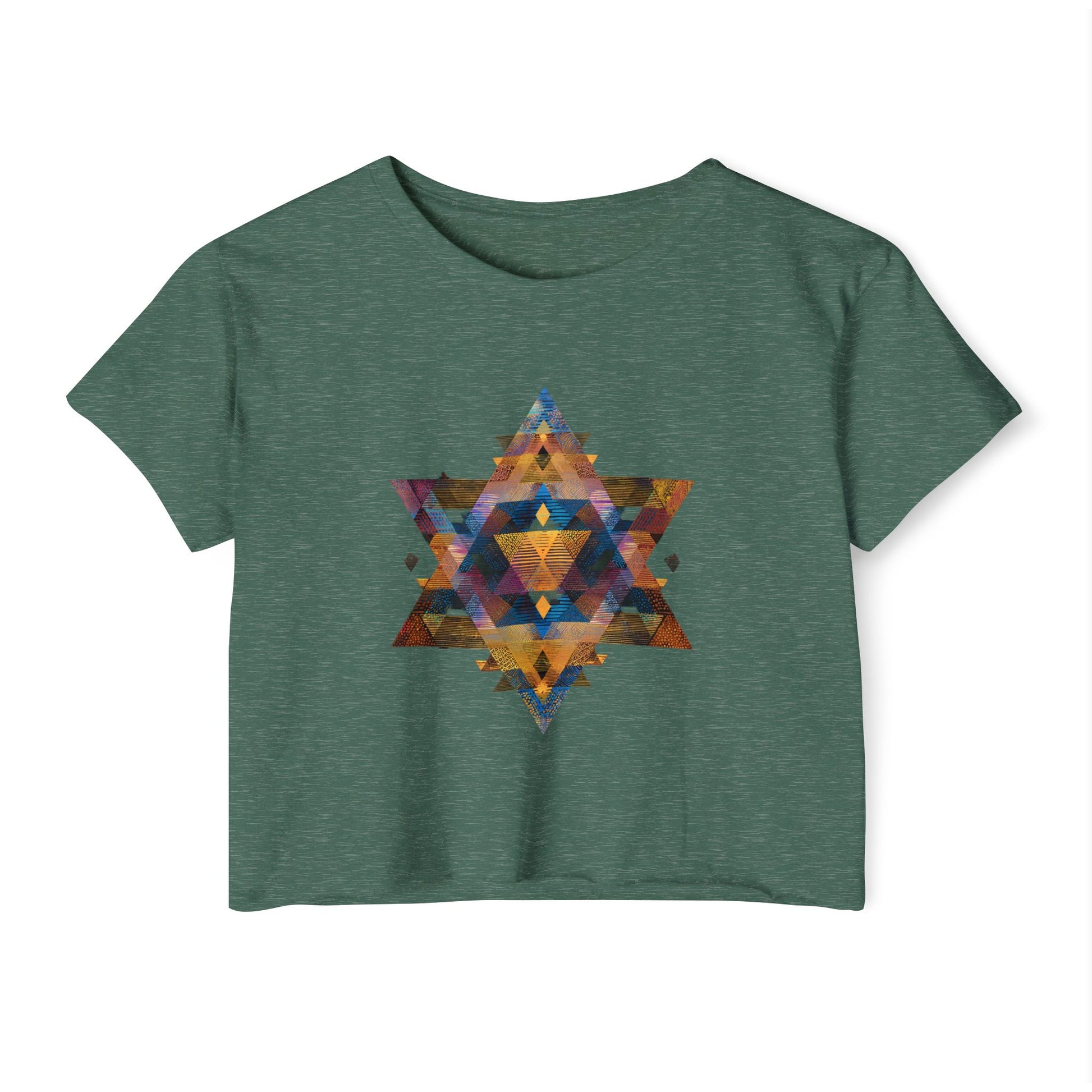 Star of David Geometric Women's Festival Crop Top - American Zionist