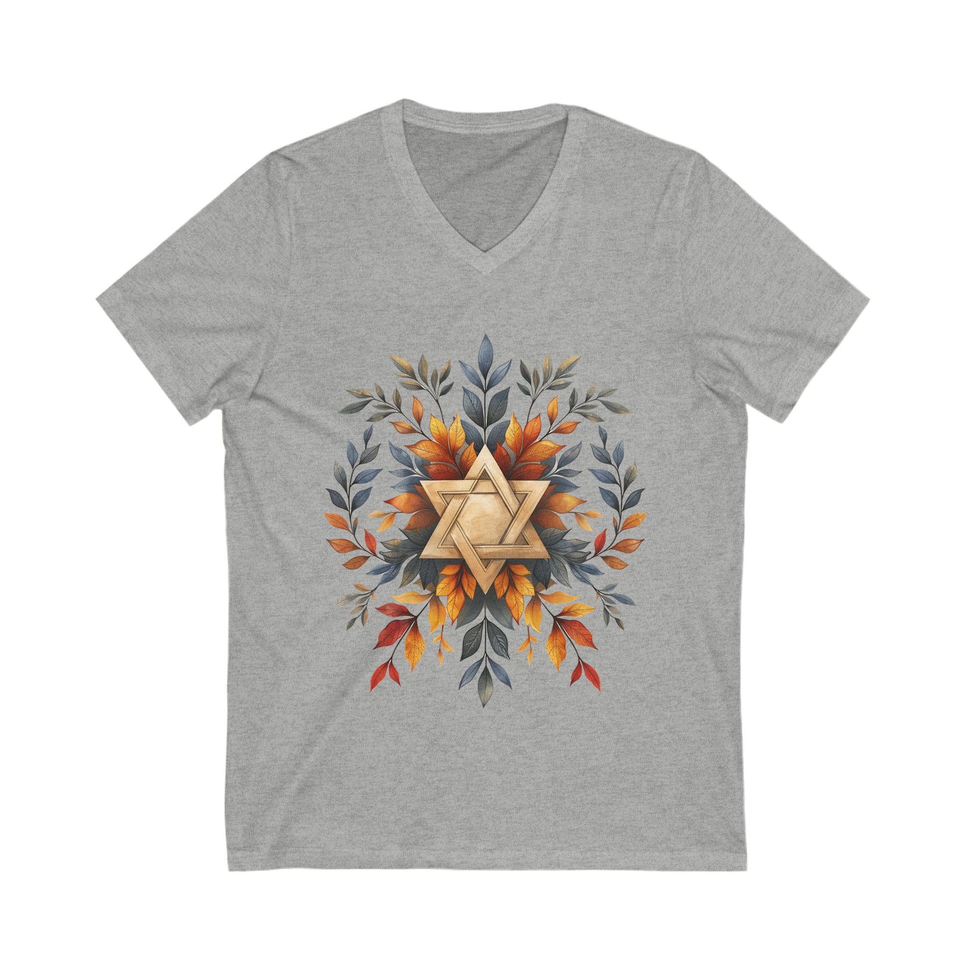 Star of David Wreath Unisex Jersey Short Sleeve V - Neck Tee - American Zionist