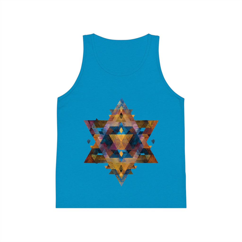 Star of David Geometric Kid's Jersey Tank Top - American Zionist