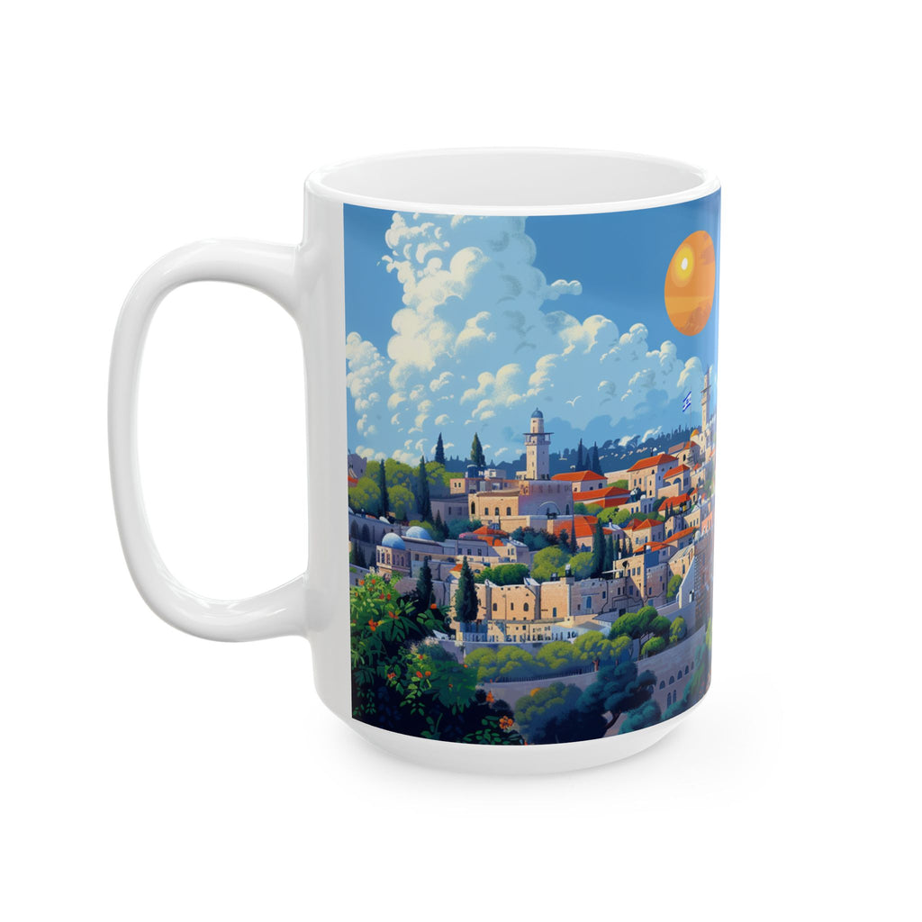 Jerusalem City Skyline Ceramic Mug 11oz, 15oz - American Zionist