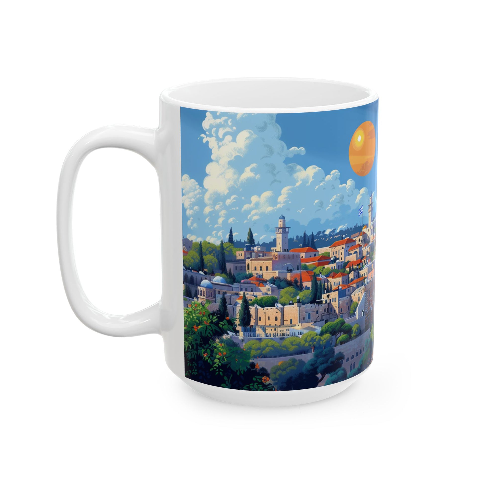 Jerusalem City Skyline Ceramic Mug 11oz, 15oz - American Zionist