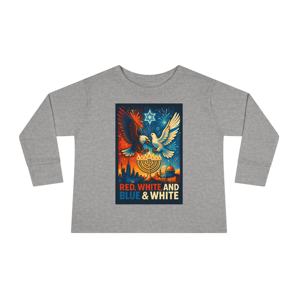 Red White and Blue Toddler Long Sleeve Tee - American Zionist