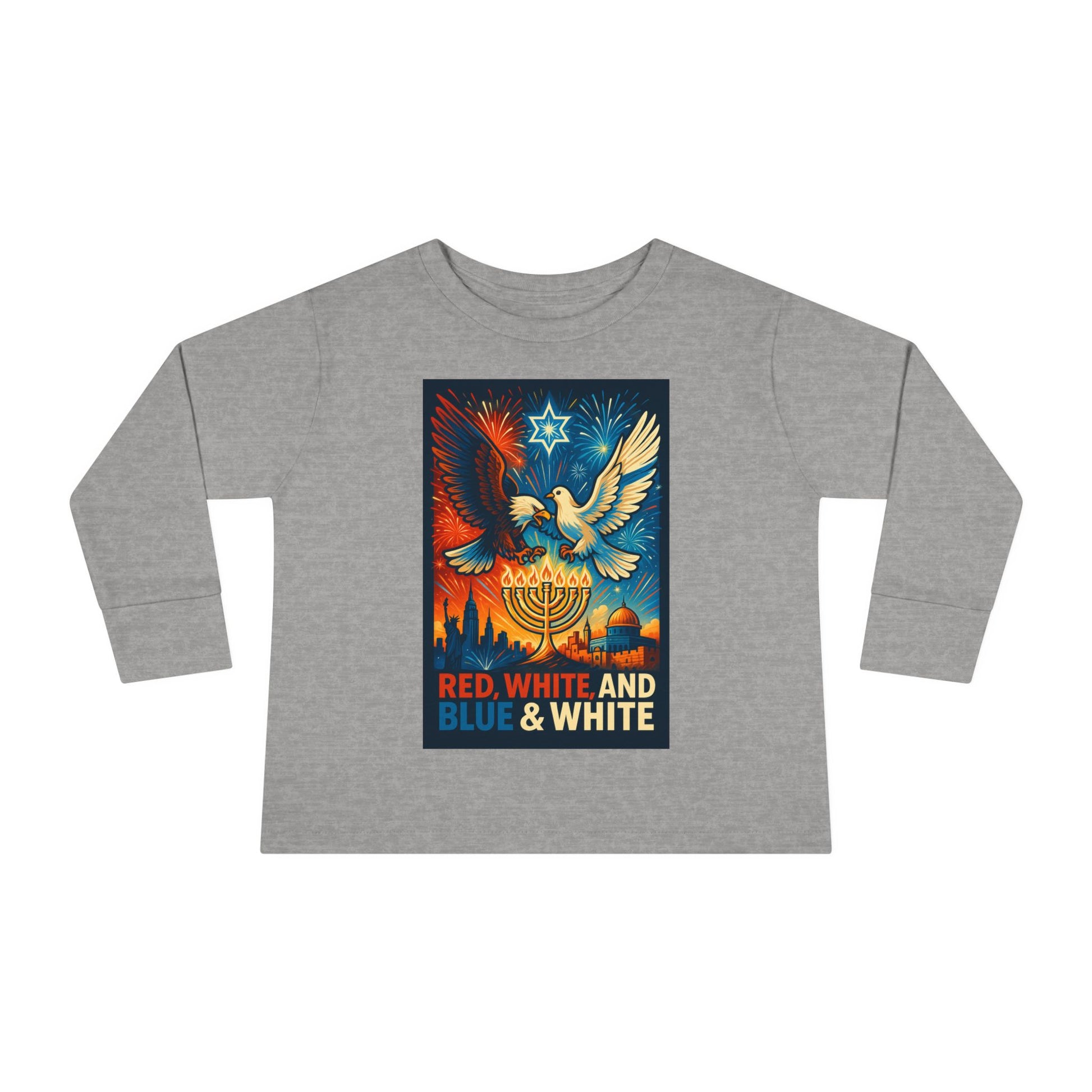 Red White and Blue Toddler Long Sleeve Tee - American Zionist