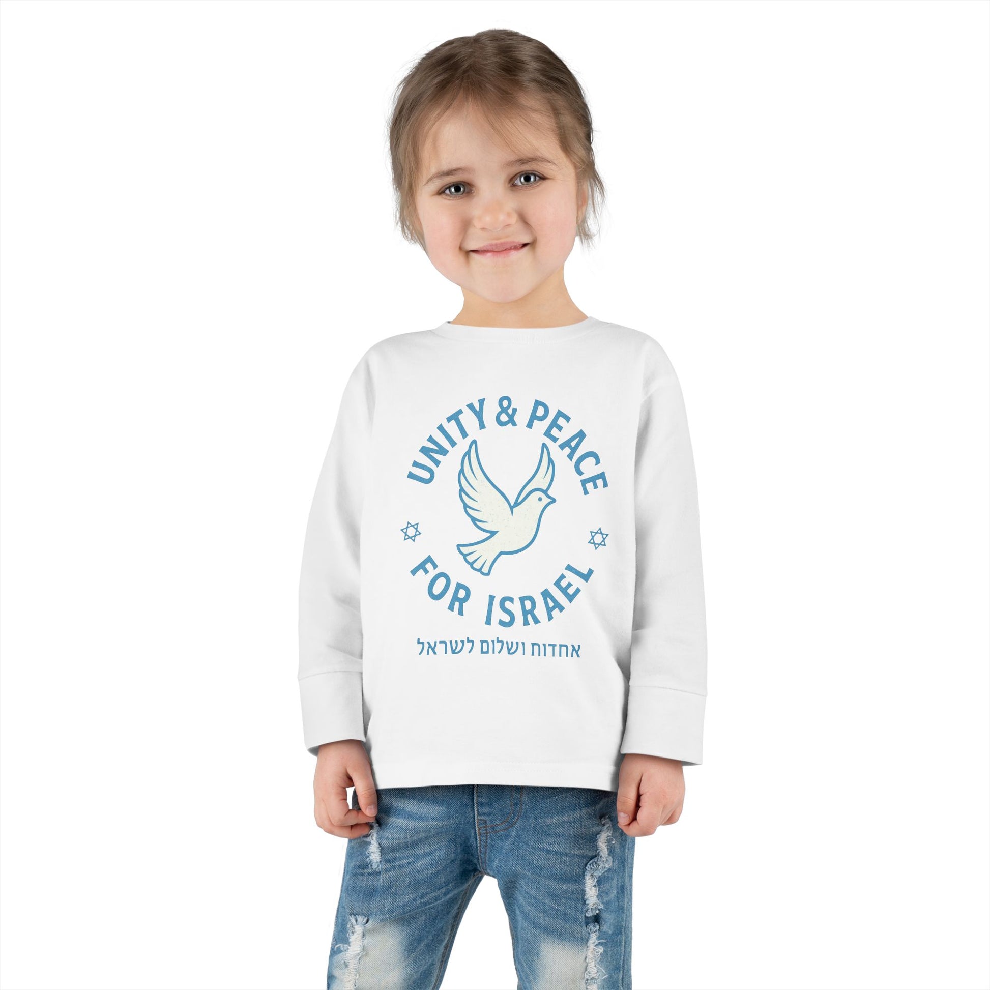 Unity Peace For Israel Toddler Long Sleeve Tee - American Zionist