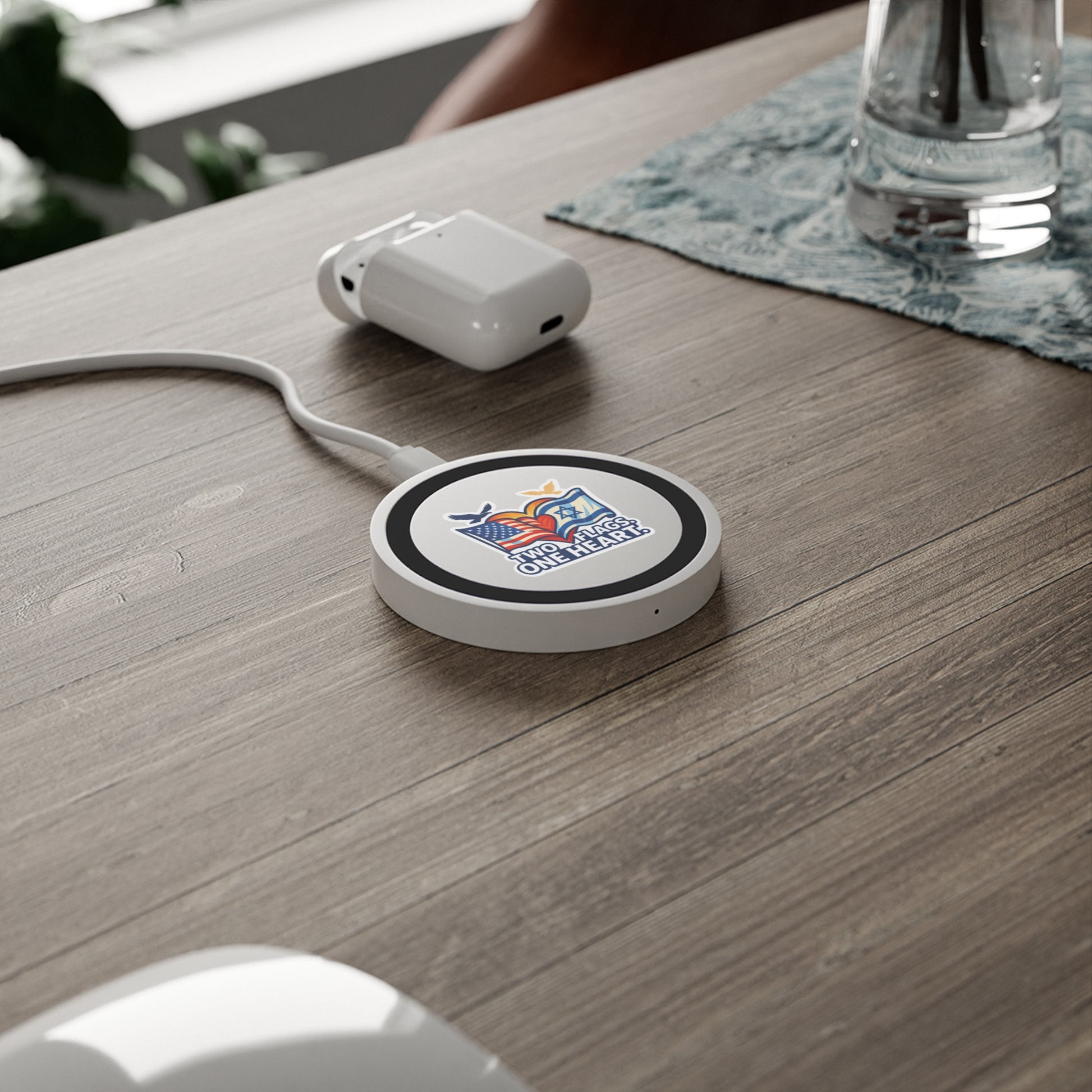 Two Flags. One Heart Quake Wireless Charging Pad - American Zionist