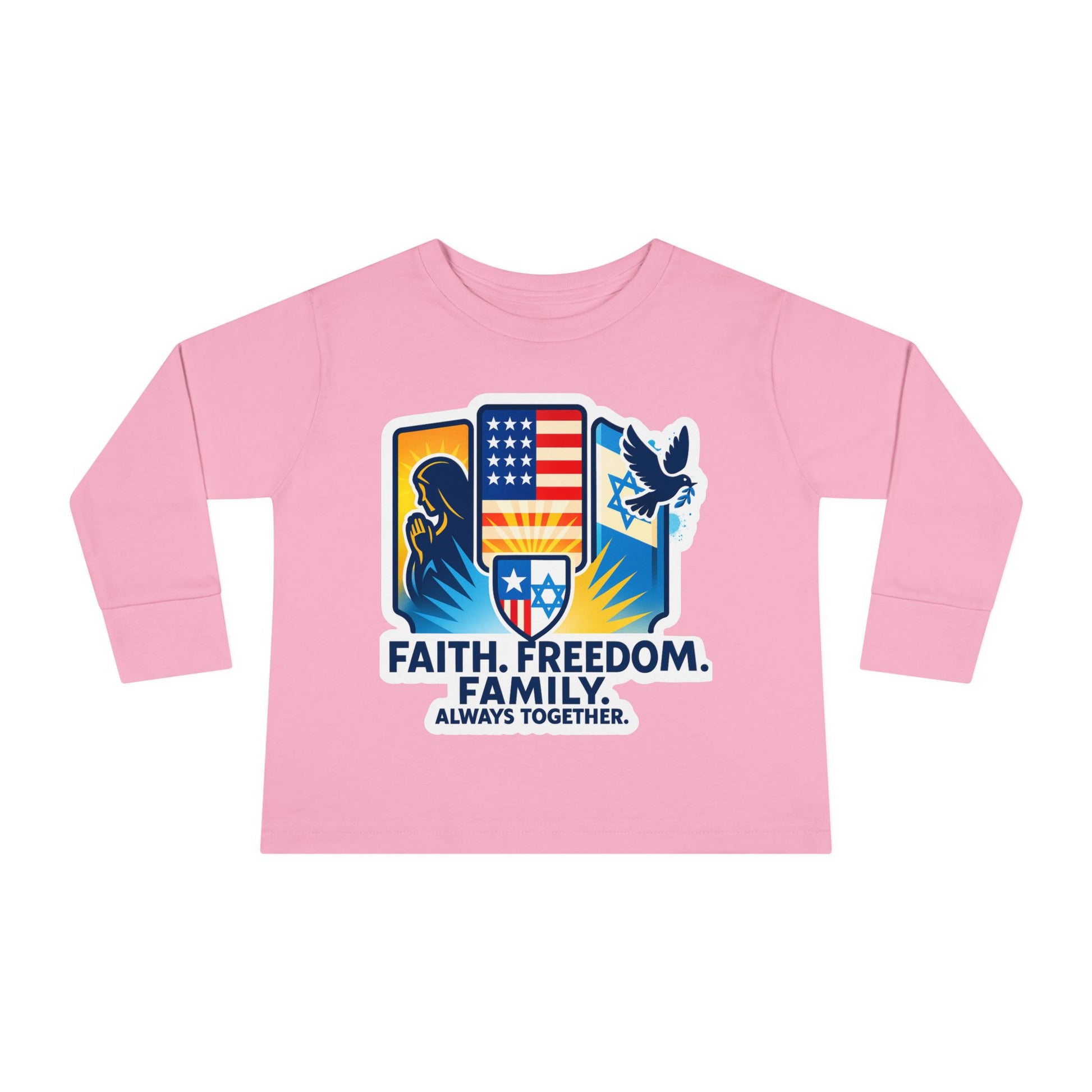 Faith Freedom Family Toddler Long Sleeve Tee - American Zionist