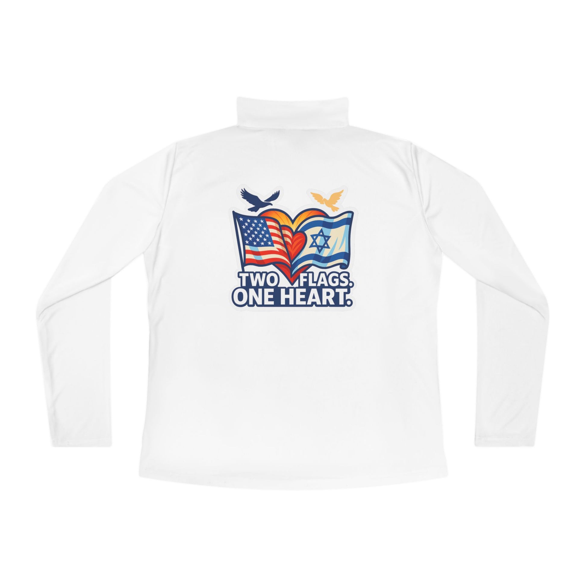 Two Flags. One Heart Ladies Quarter - Zip Pullover - American Zionist
