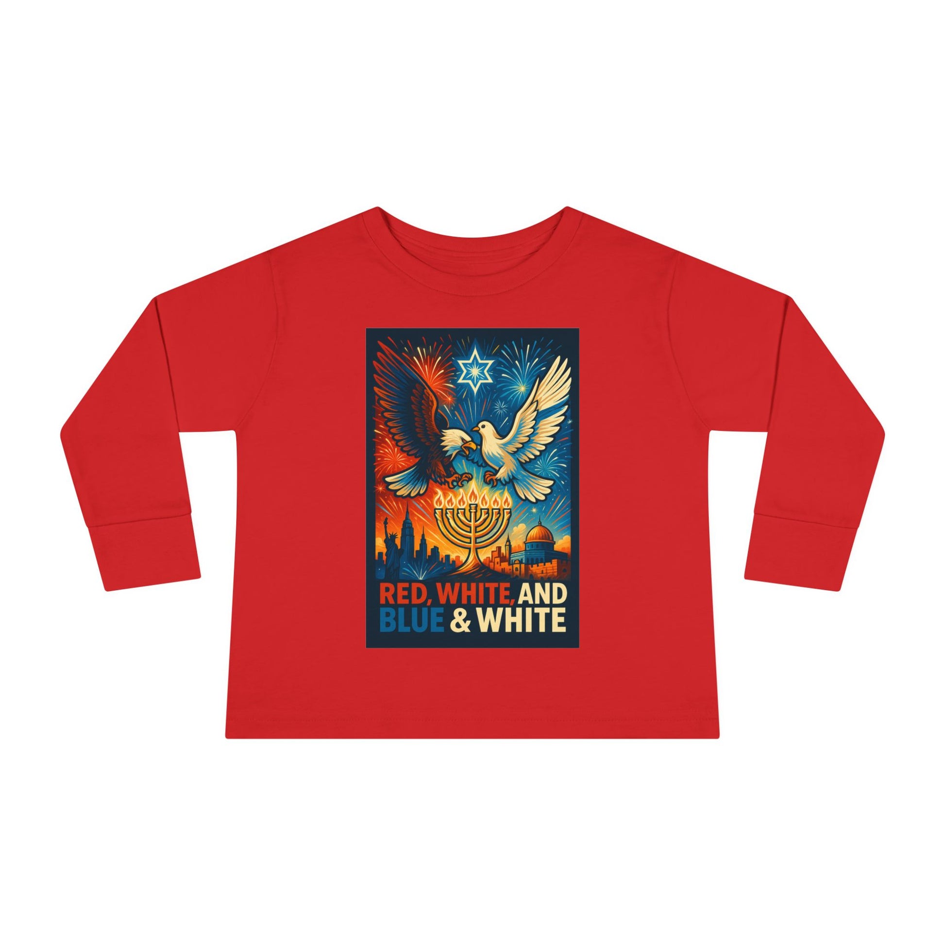 Red White and Blue Toddler Long Sleeve Tee - American Zionist