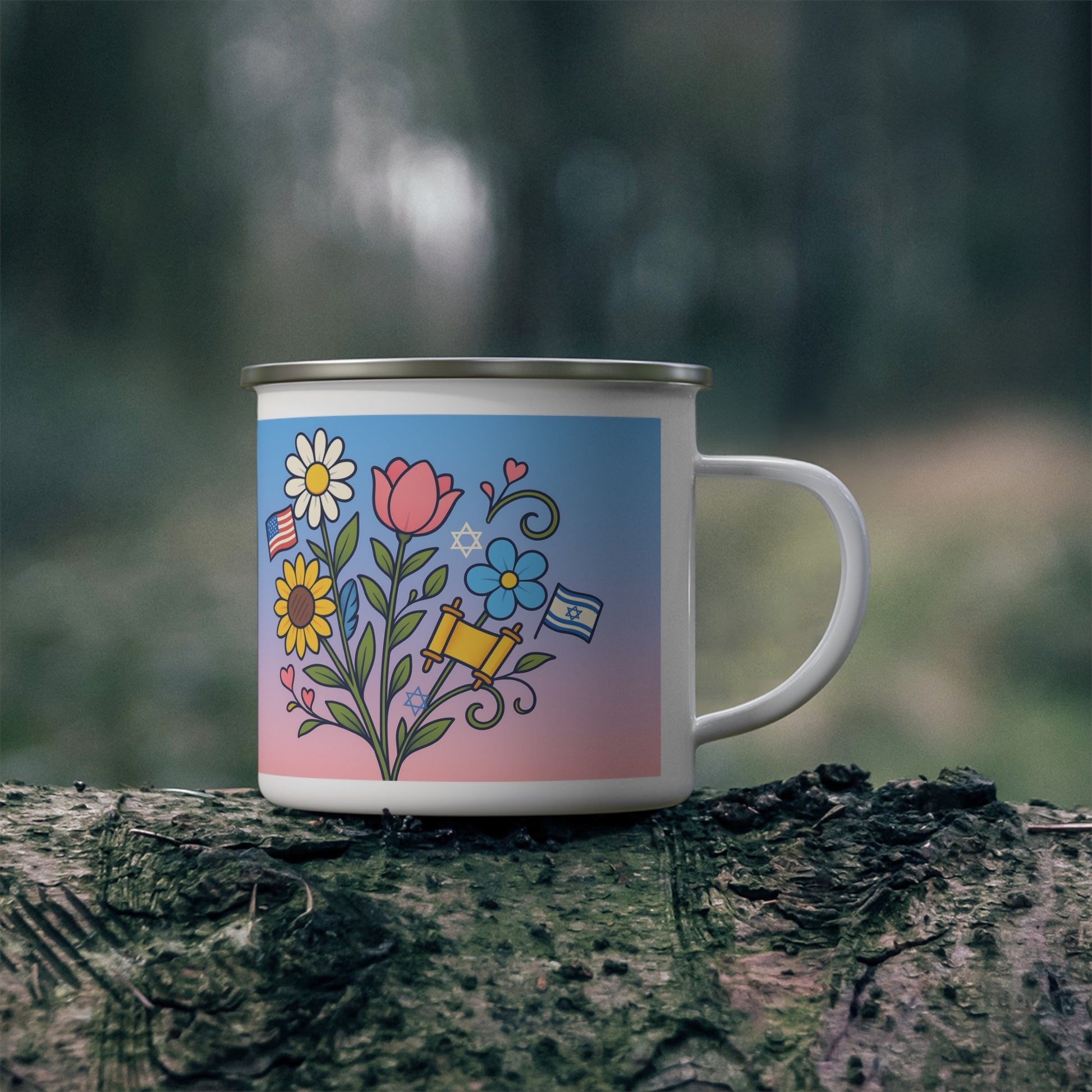 Flourish With Freedom Enamel Camping Mug - American Zionist