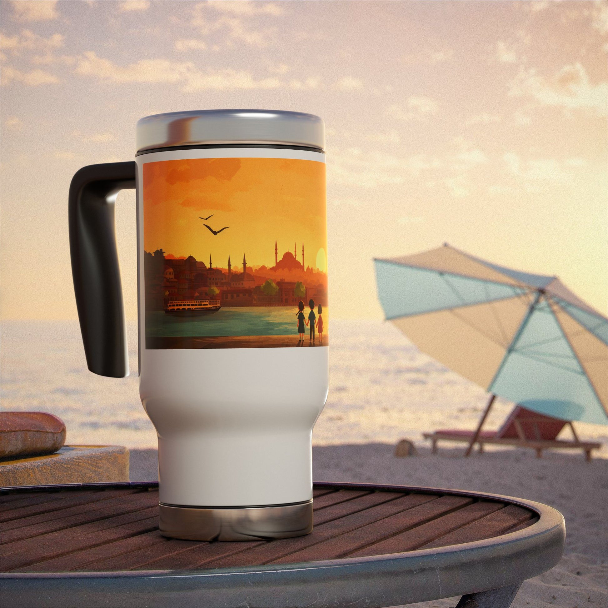 Kids by the Bay Stainless Steel Travel Mug with Handle, 14oz - American Zionist