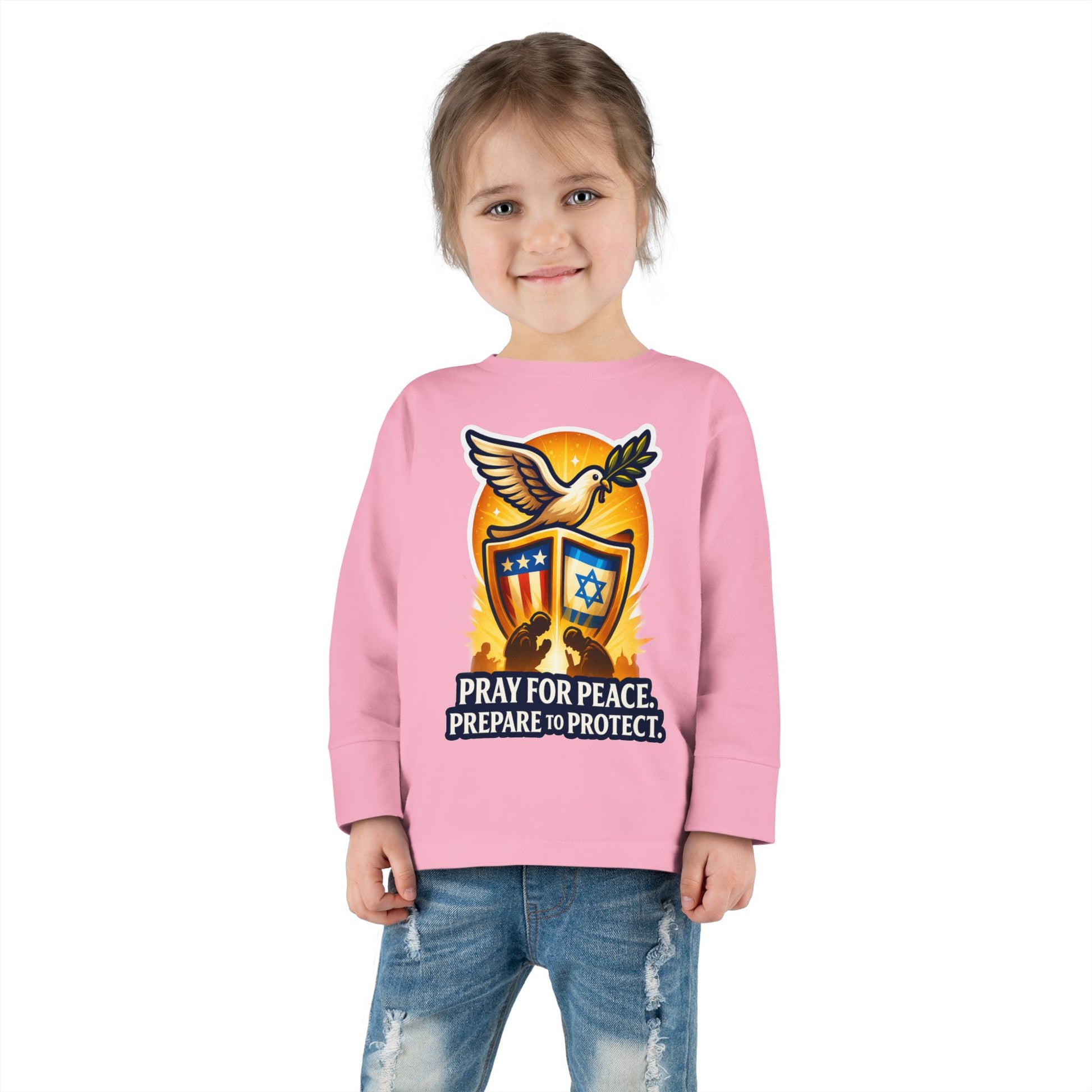 Pray For Peace Toddler Long Sleeve Tee - American Zionist