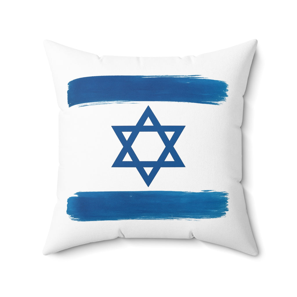 Blue Stars Of David Spun Polyester Square Pillow - American Zionist