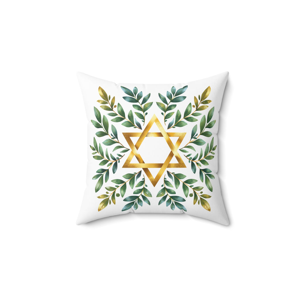 Wreath Star Of David Spun Polyester Square Pillow - American Zionist