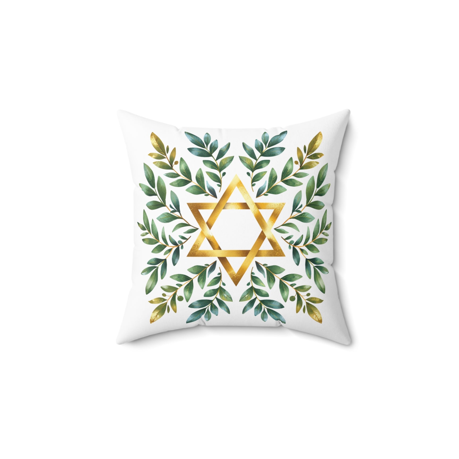 Wreath Star Of David Spun Polyester Square Pillow - American Zionist