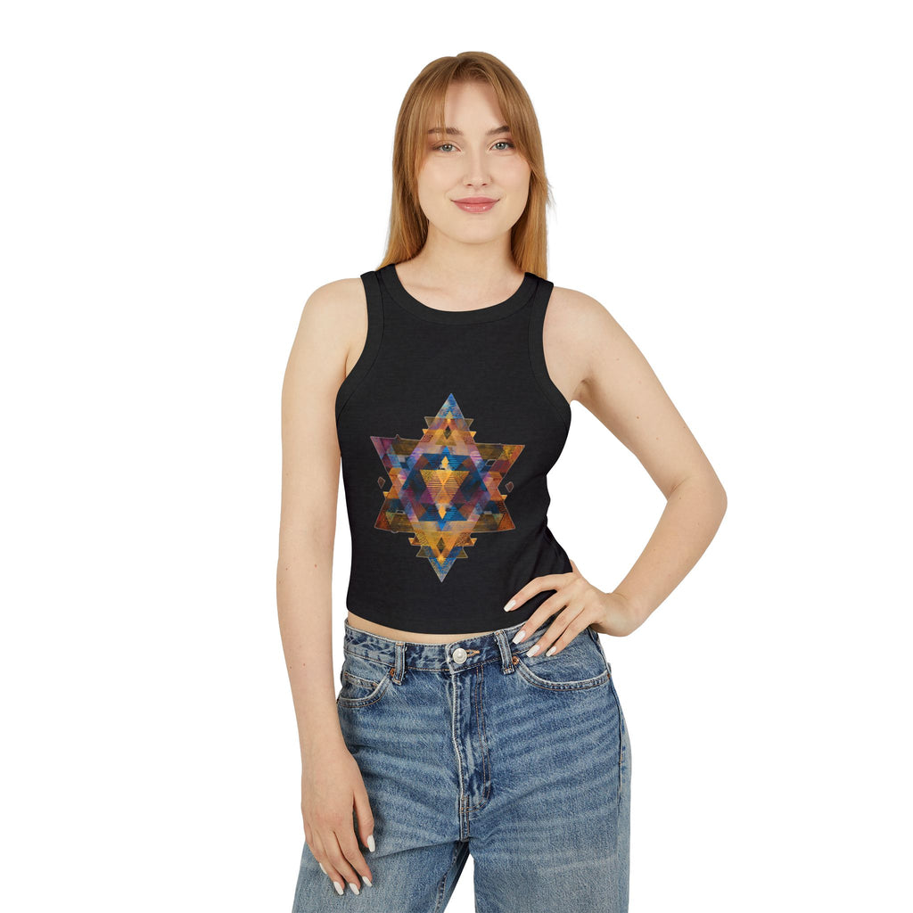 Star of David Geometric Women's Micro Rib Racer Tank Top - American Zionist