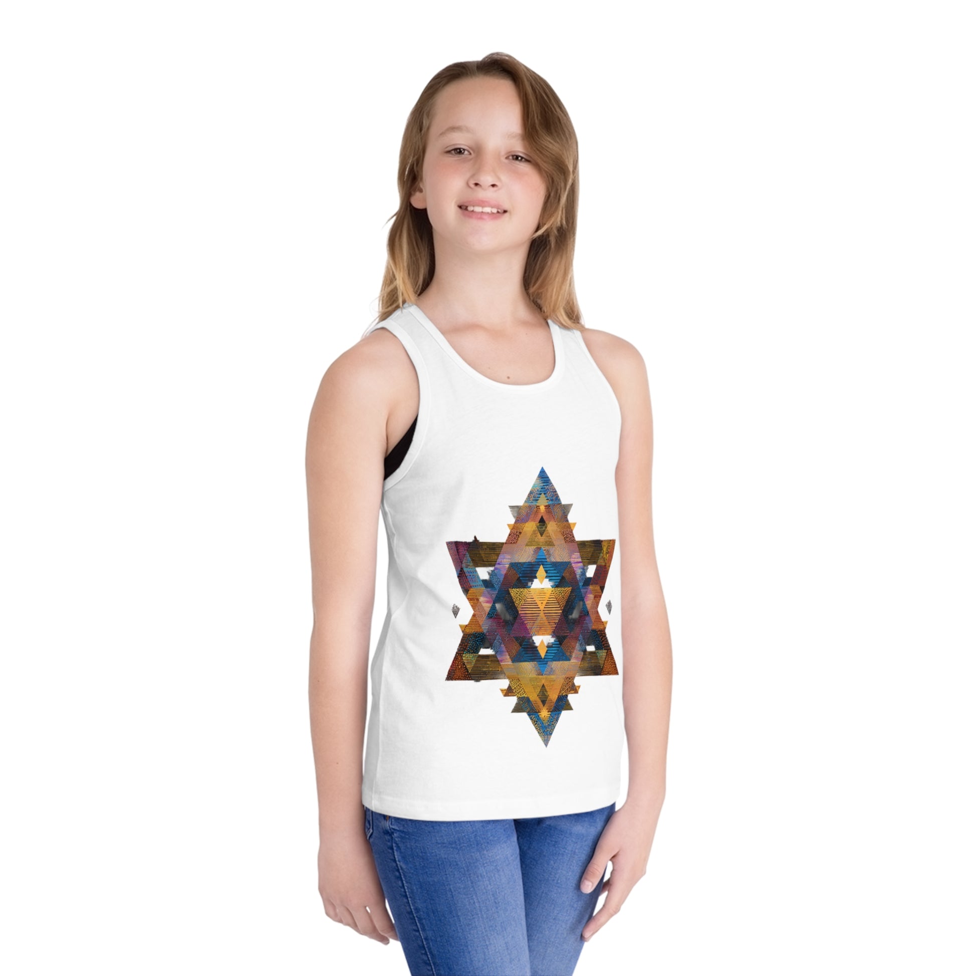 Star of David Geometric Kid's Jersey Tank Top - American Zionist