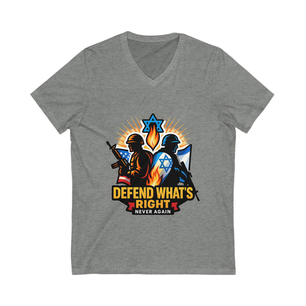 Defend What's Right Unisex Jersey Short Sleeve V - Neck Tee - American Zionist