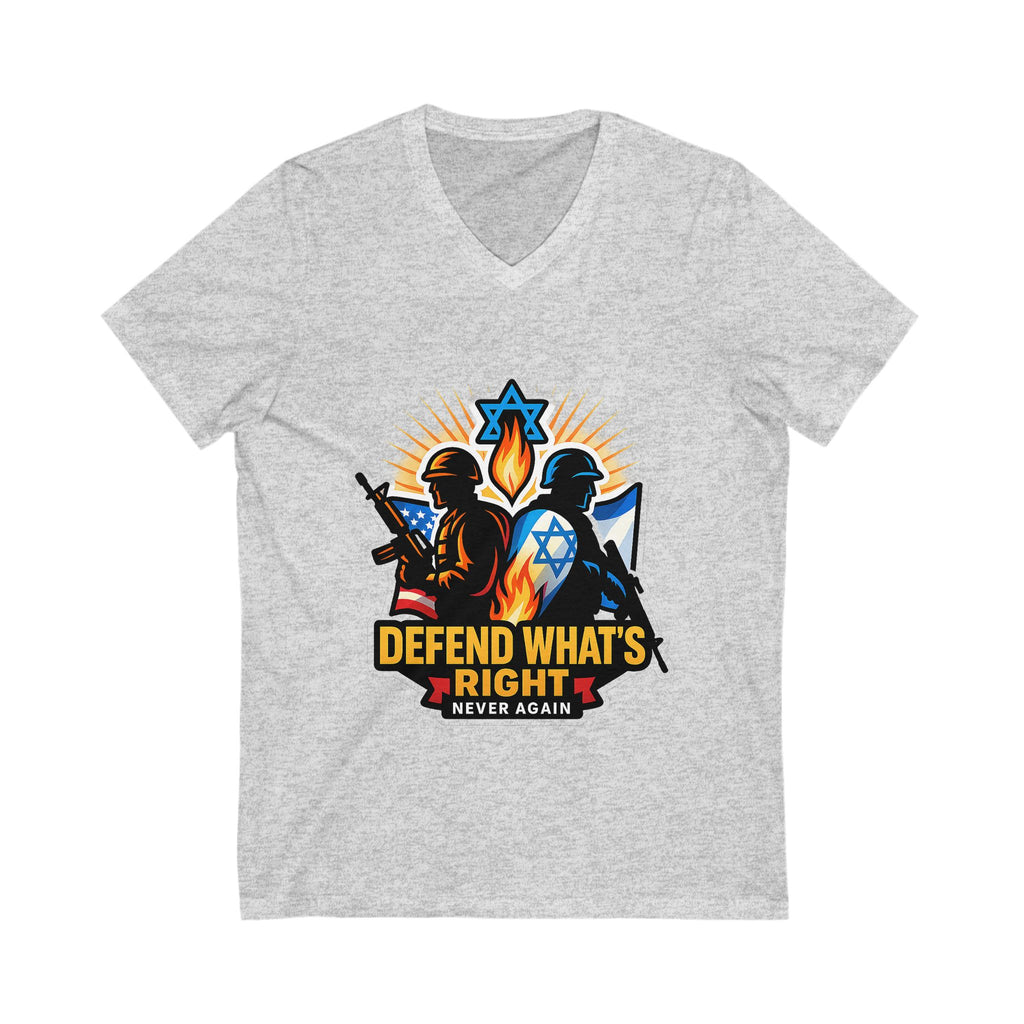 Defend What's Right Unisex Jersey Short Sleeve V - Neck Tee - American Zionist