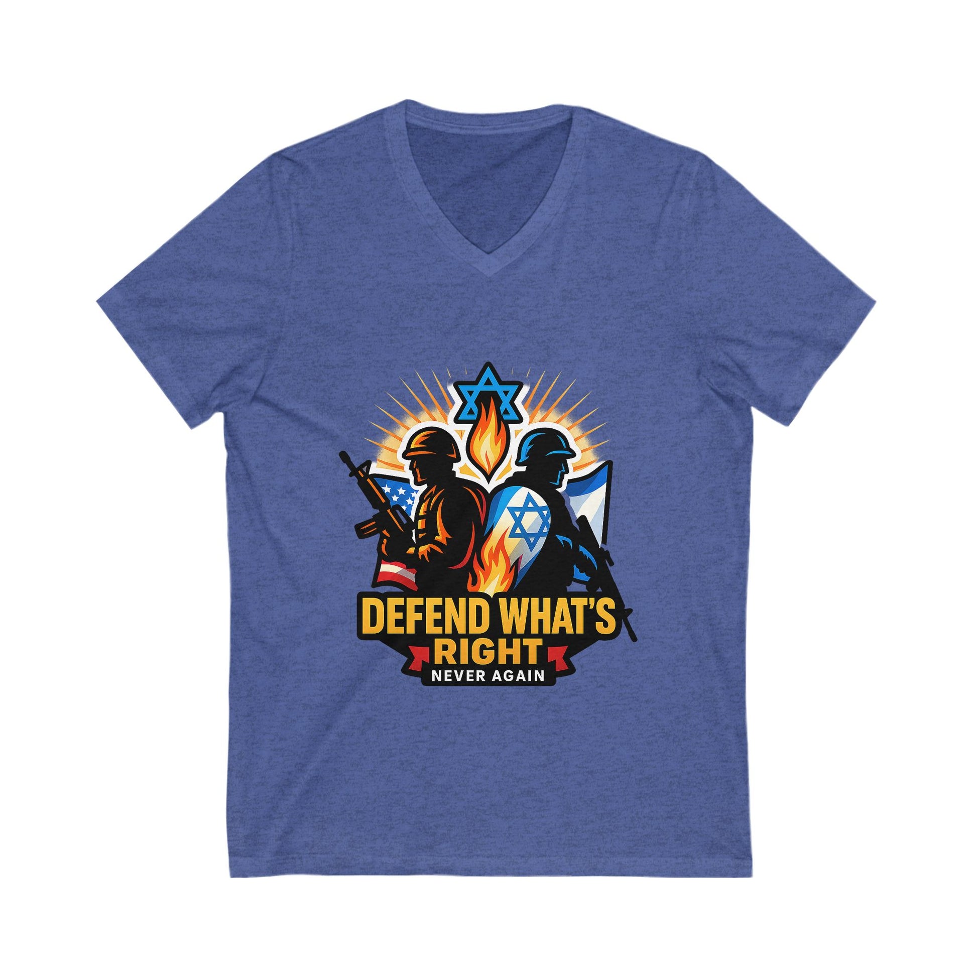 Defend What's Right Unisex Jersey Short Sleeve V - Neck Tee - American Zionist