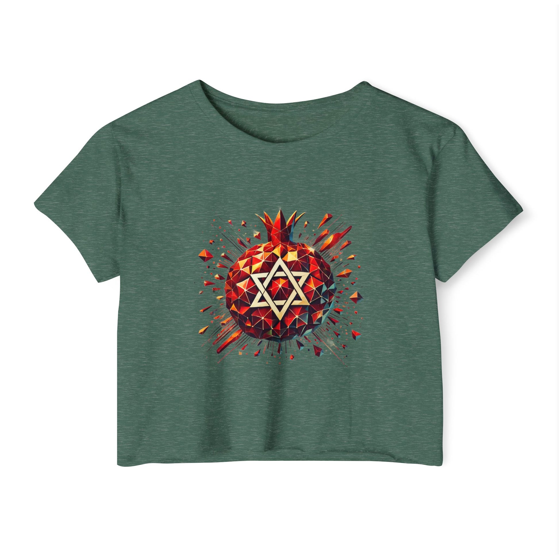 Pomegranate Star of David Women's Festival Crop Top - American Zionist