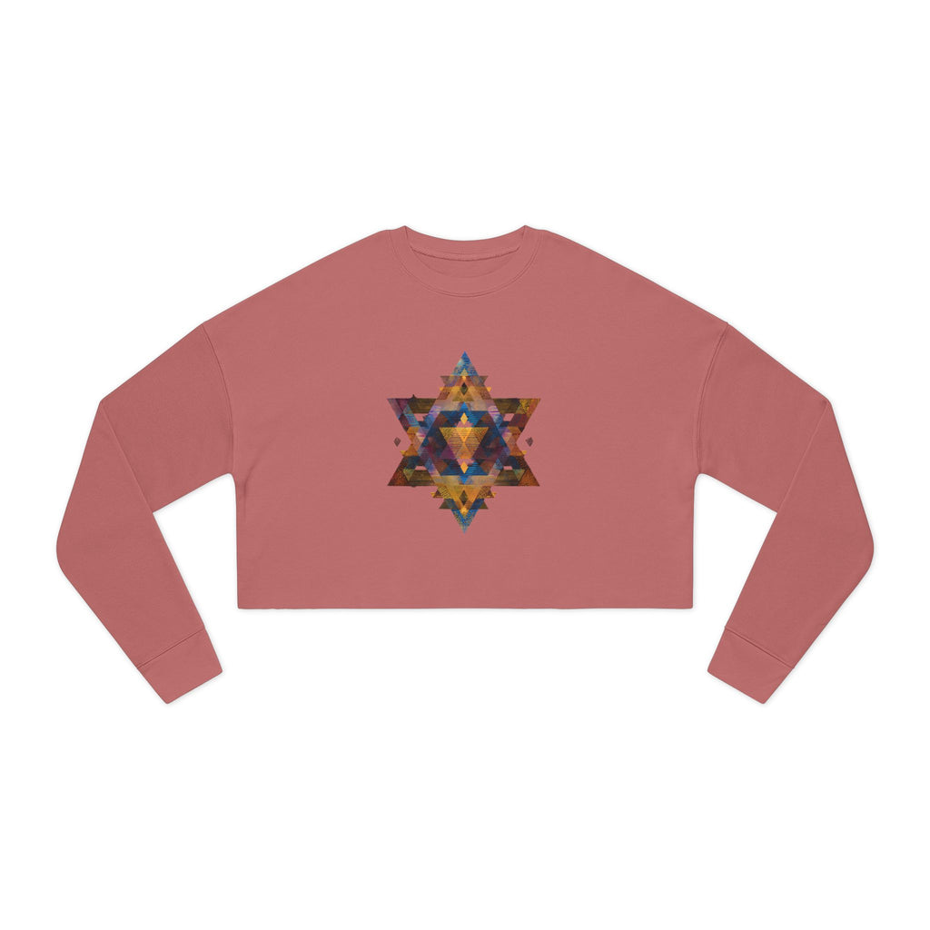 Star of David Geometric Women's Cropped Sweatshirt - American Zionist
