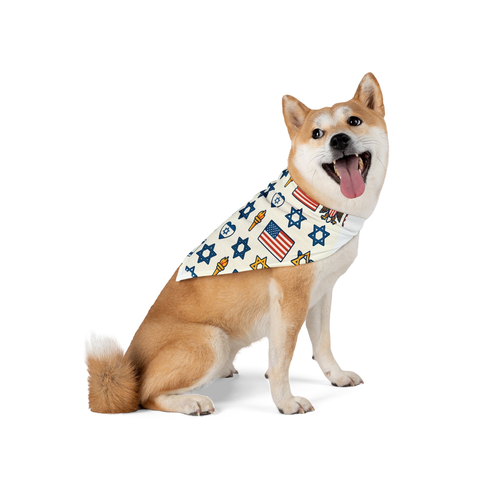 Israel Symbols Seamless Pet Bandana - American Zionist
