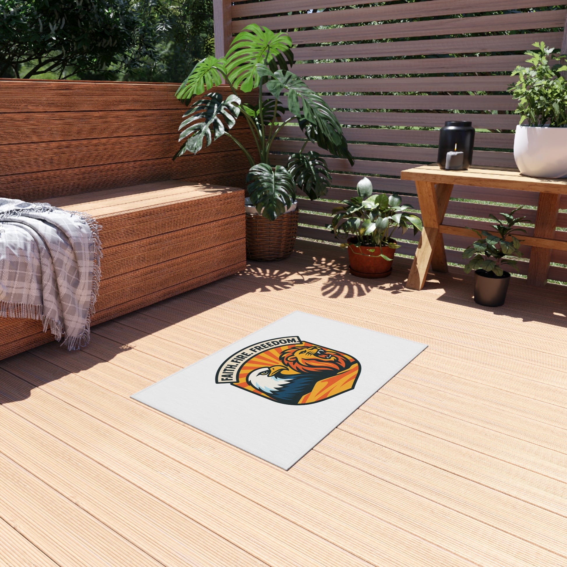 Lions Eagles Rise Outdoor Rug - American Zionist