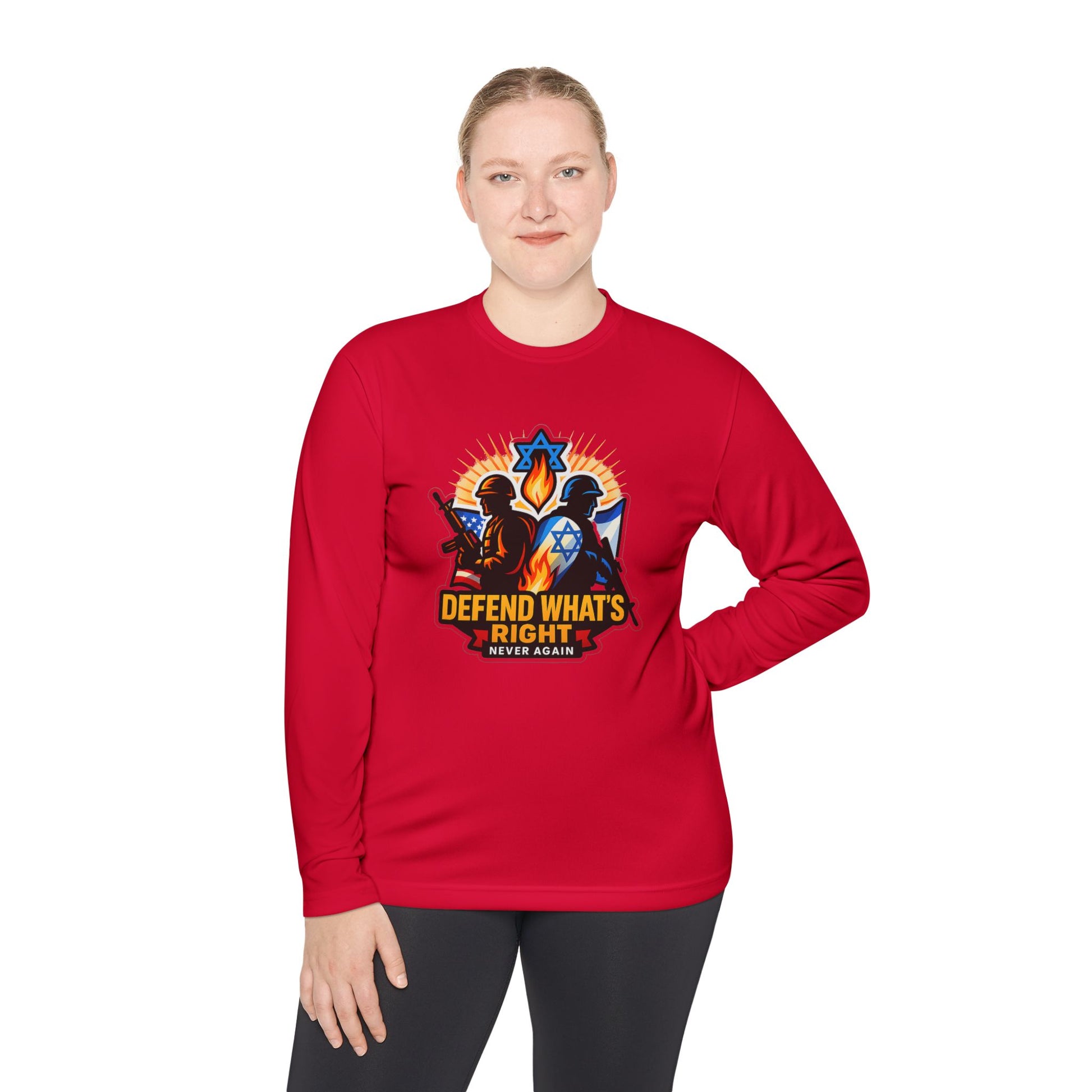 Defend What's Right Unisex Lightweight Long Sleeve Tee - American Zionist