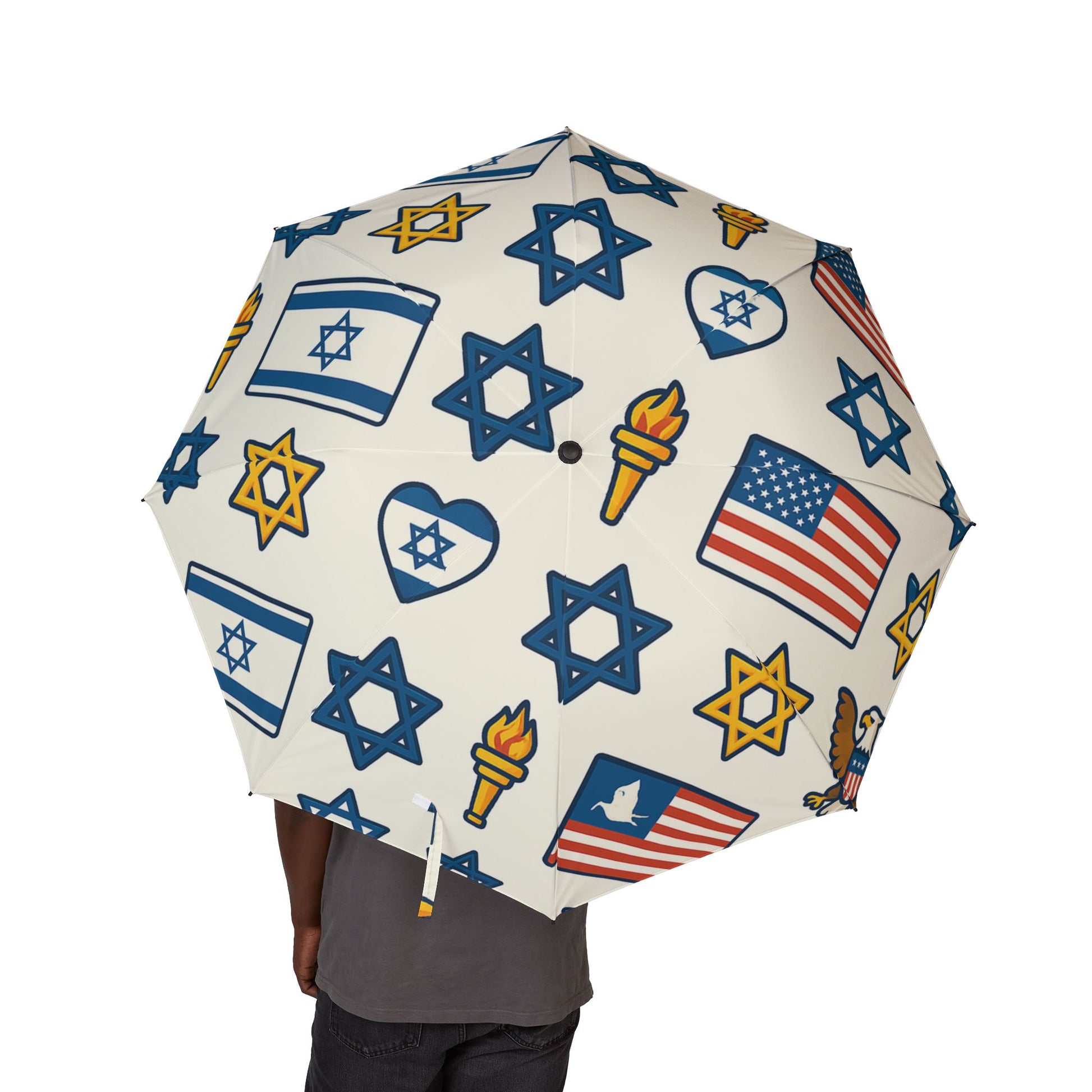 Symbol of Shared Freedom Semi - Automatic Foldable Umbrella - American Zionist