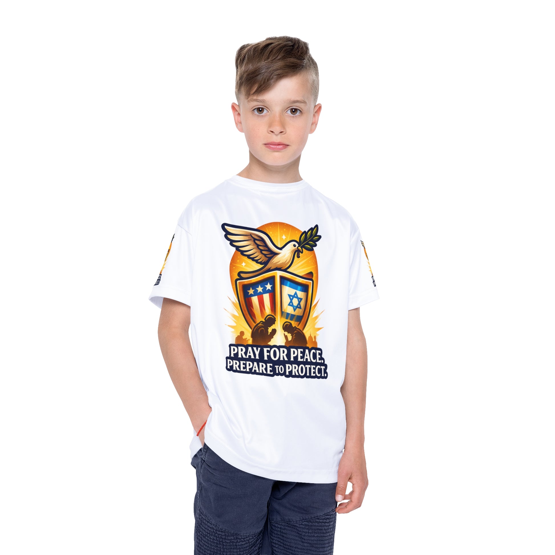 Pray for Peace Kids Sports Jersey (AOP) - American Zionist
