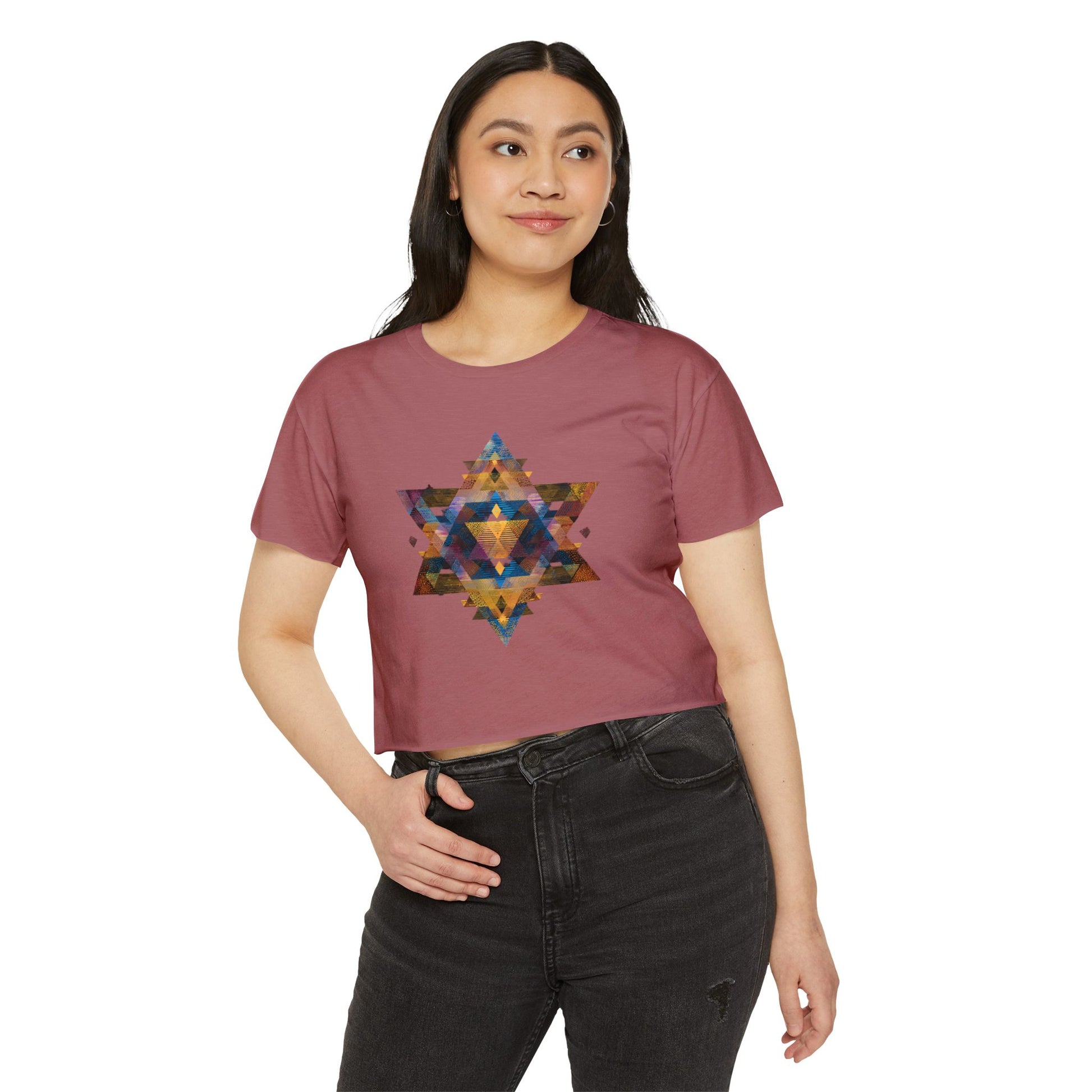 Star of David Geometric Women's Festival Crop Top - American Zionist