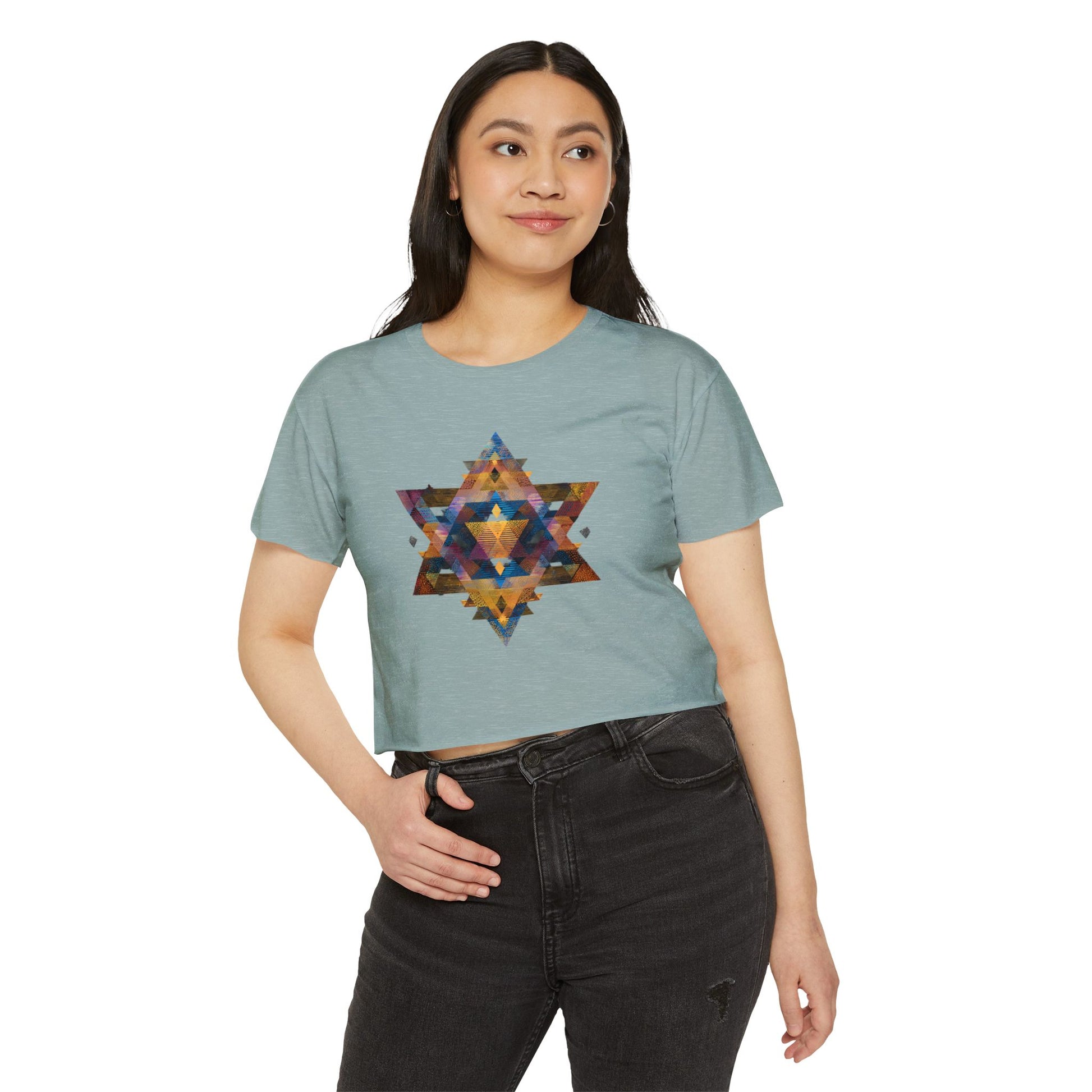 Star of David Geometric Women's Festival Crop Top - American Zionist