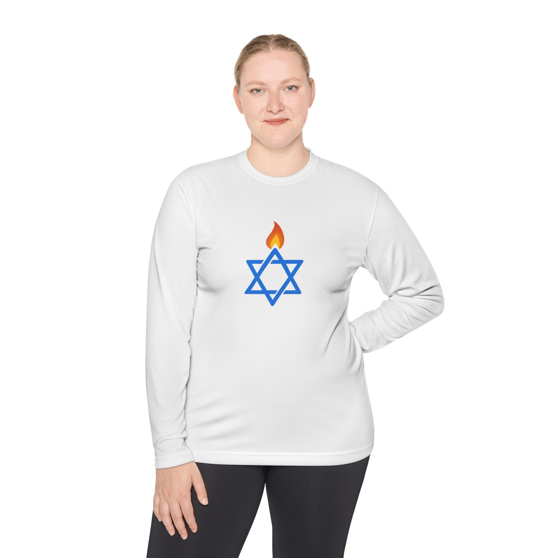 Fire Stars Of David Unisex Lightweight Long Sleeve Tee - American Zionist