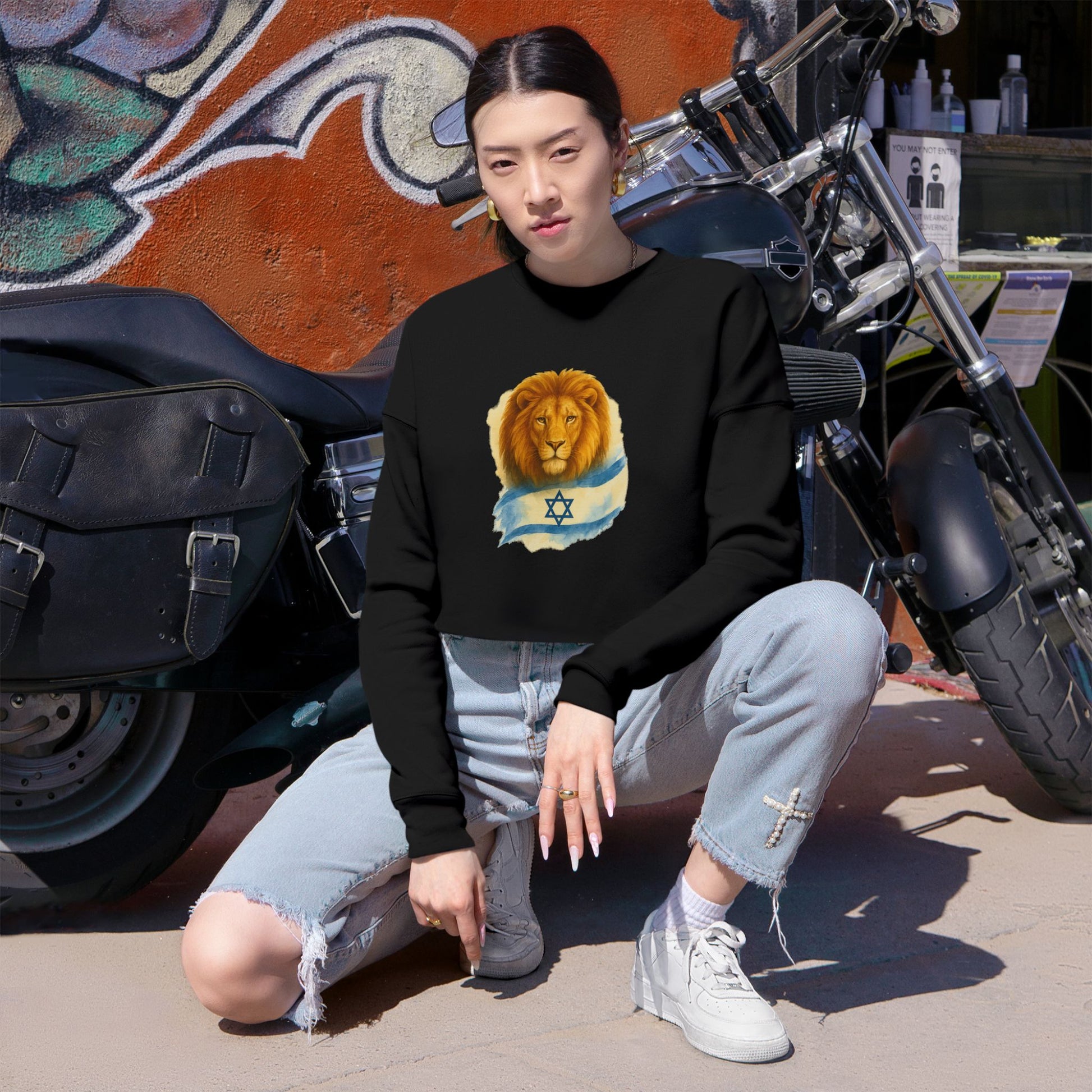 Lion Of Israel Women's Cropped Sweatshirt - American Zionist