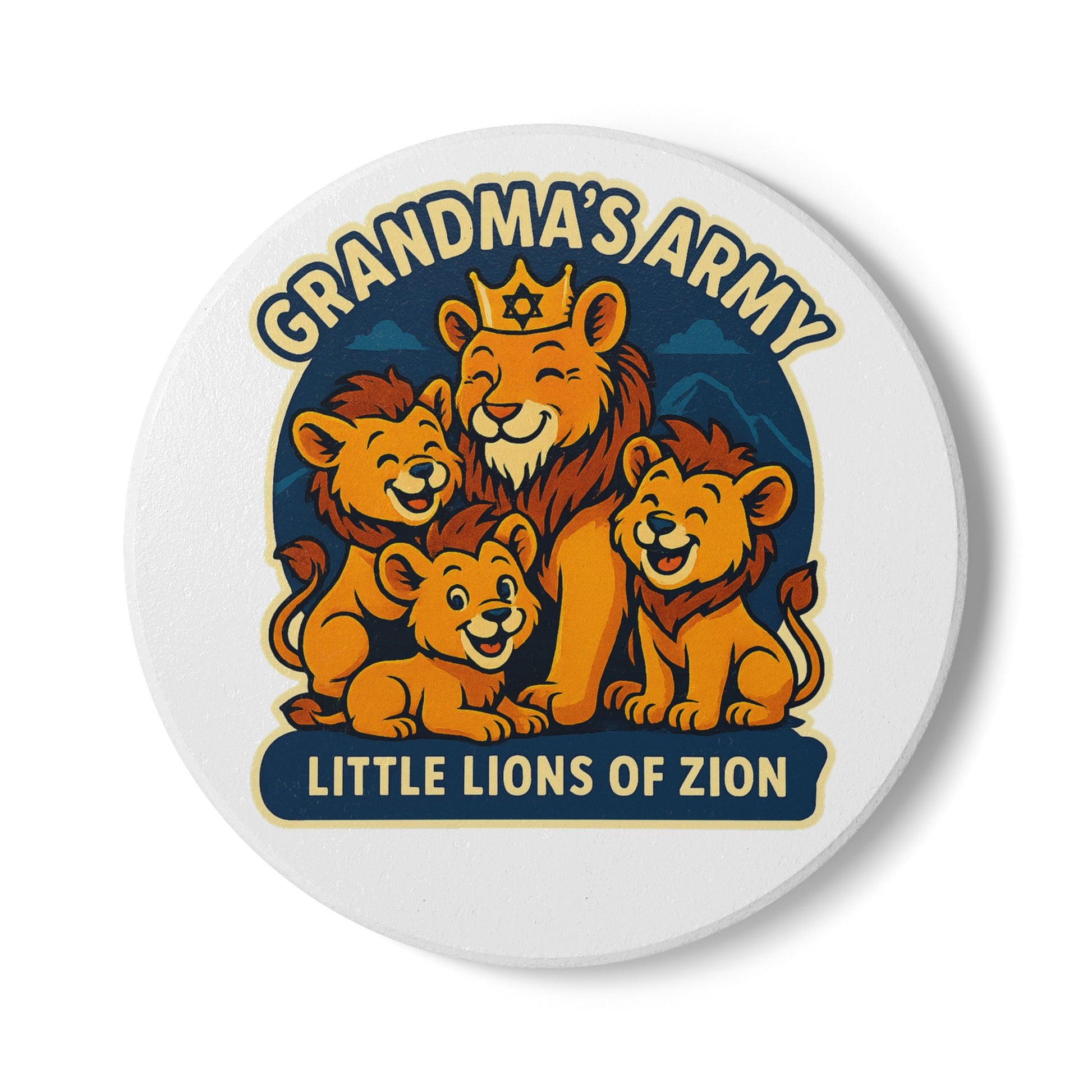 Grandma's Little Lions Ceramic Coaster - American Zionist