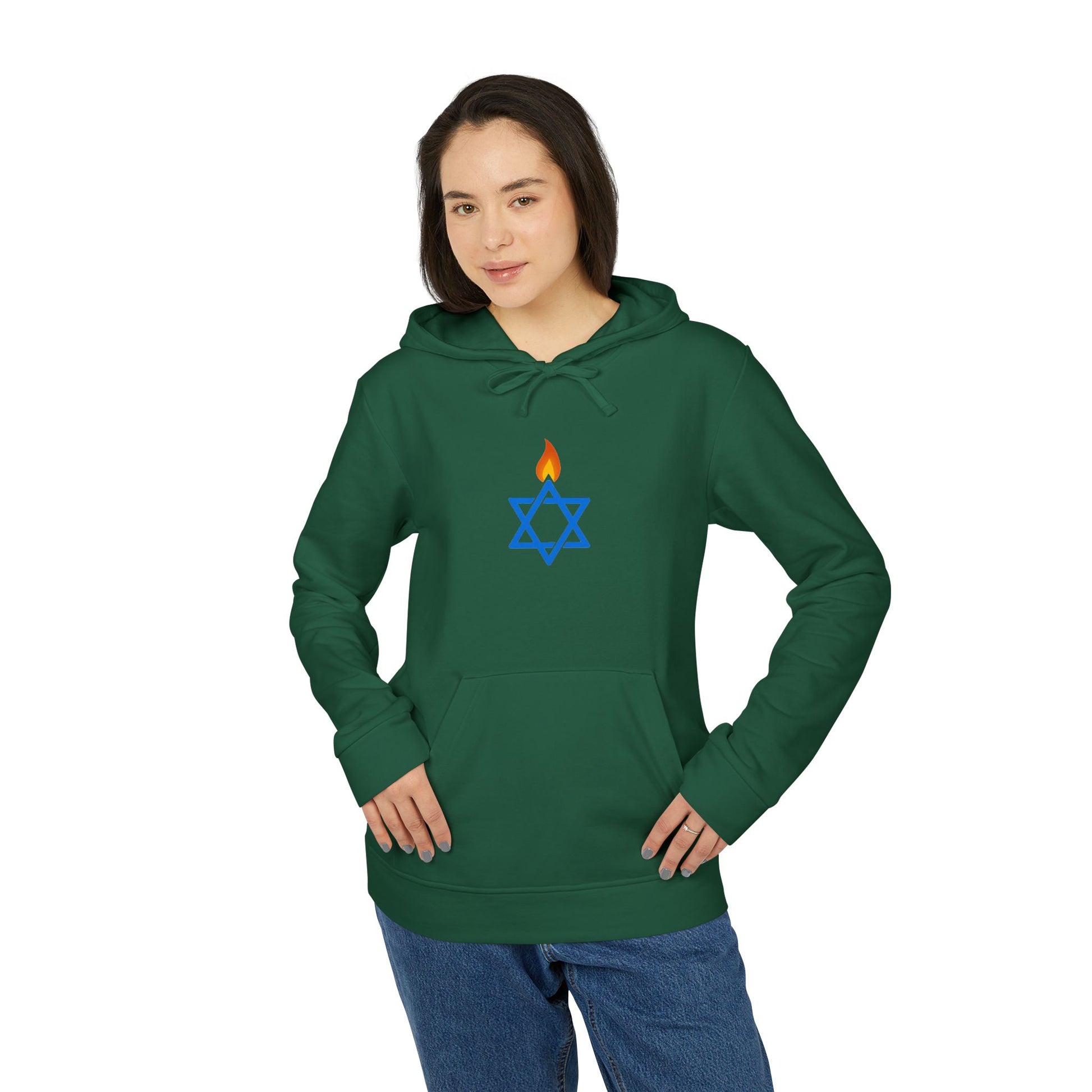 Fire Stars Of David Adidas Unisex Fleece Hoodie - American Zionist