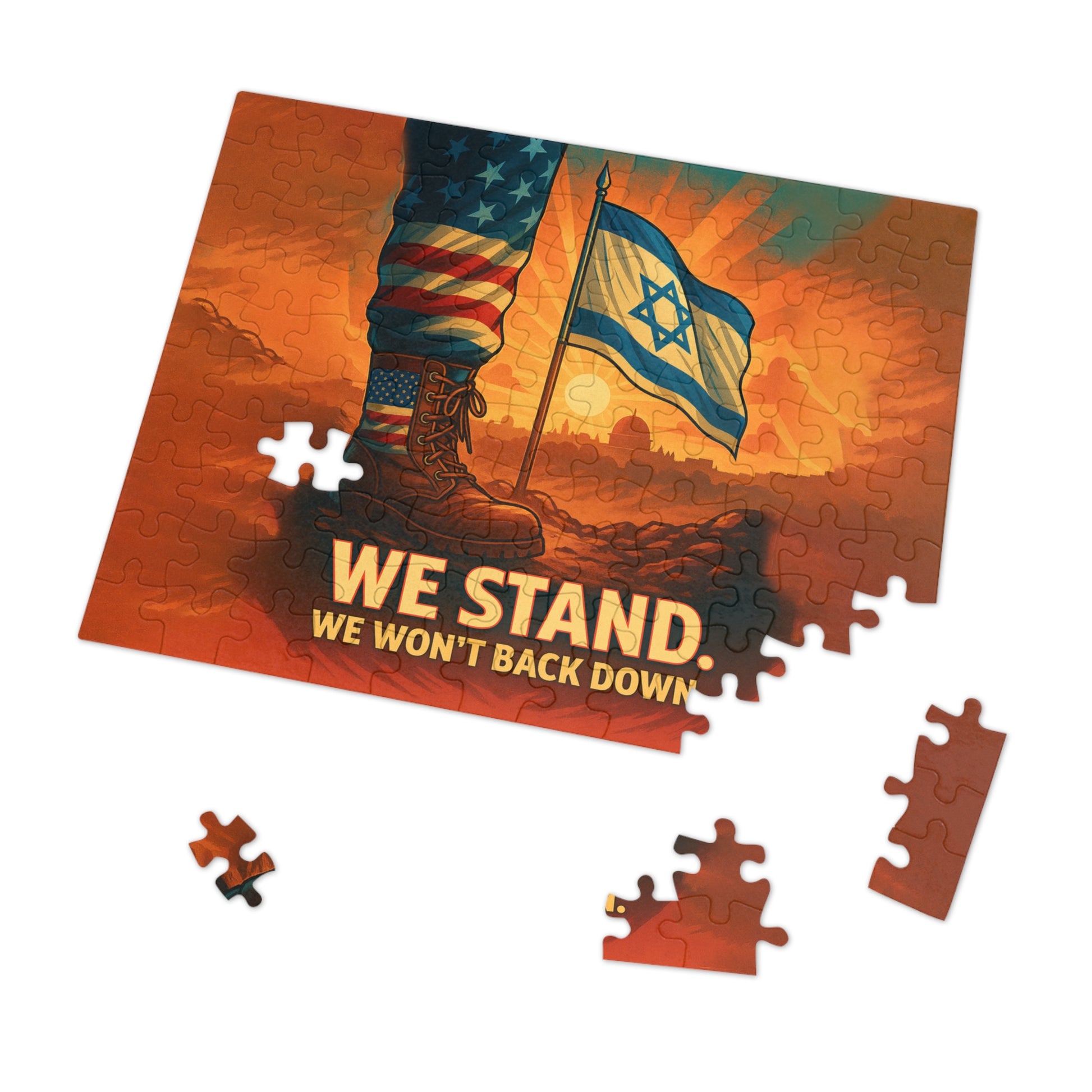 We Stand Jigsaw Puzzle with Tin - American Zionist