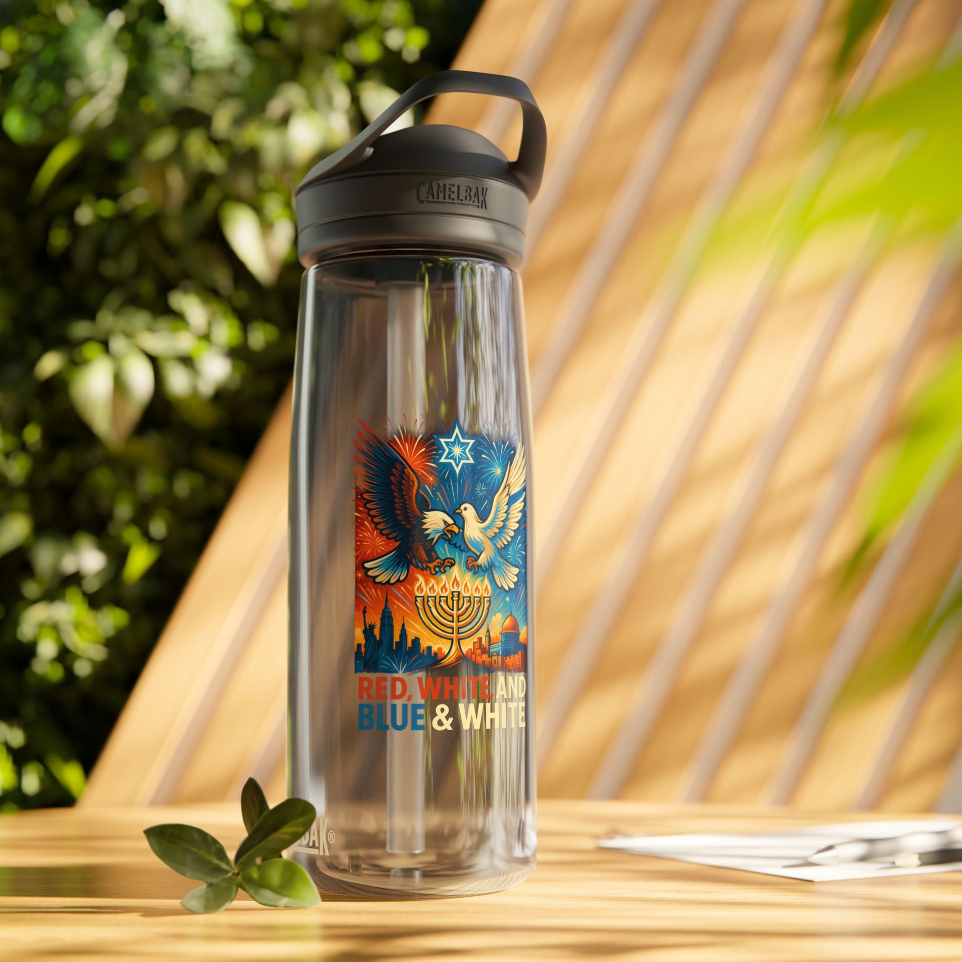 Red White And Blue Water Bottle, 20oz\25oz - American Zionist