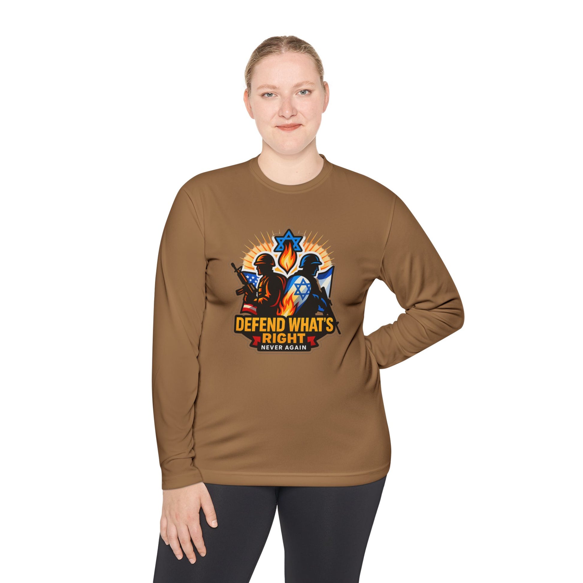Defend What's Right Unisex Lightweight Long Sleeve Tee - American Zionist