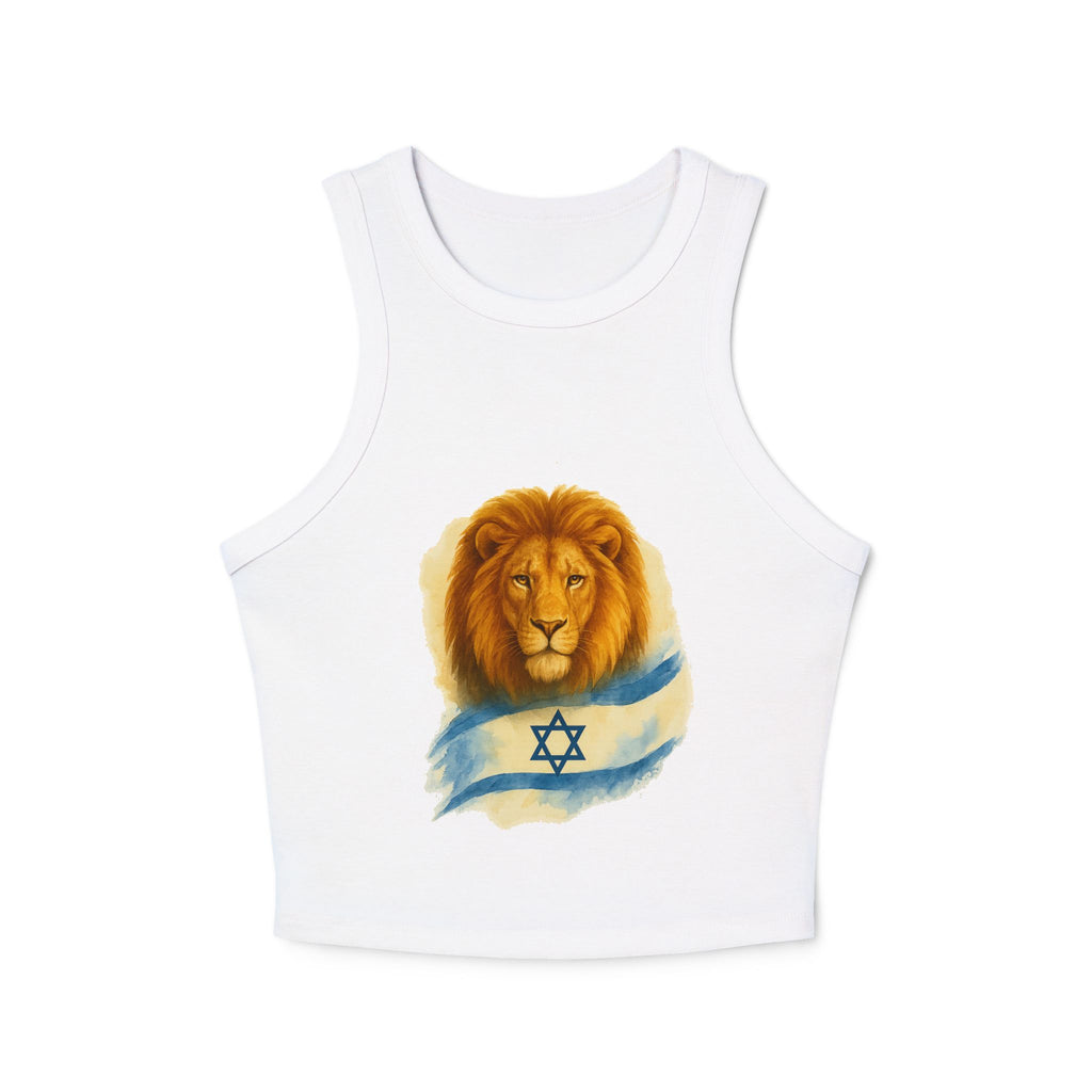 Lion Of Israel Women's Micro Rib Racer Tank Top - American Zionist